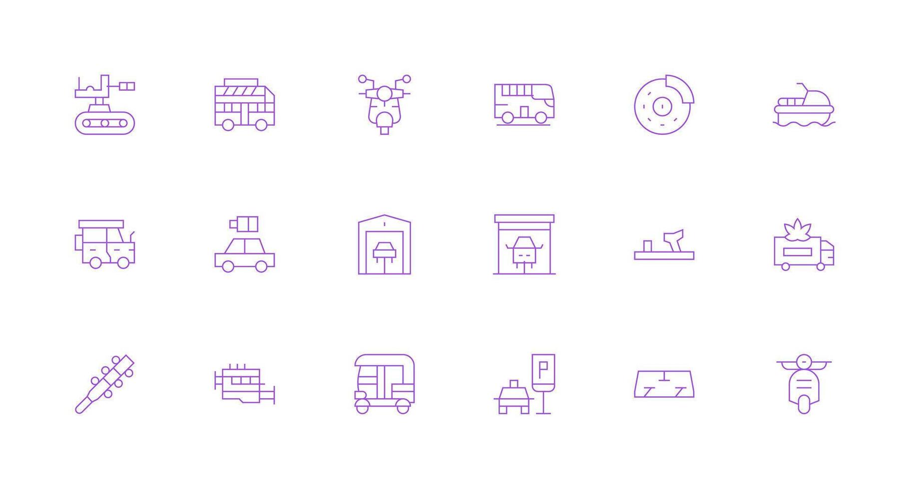 18 Icons for Vehicle in Minimal Line Format Multi-Purpose Icon Pack for Templates vector
