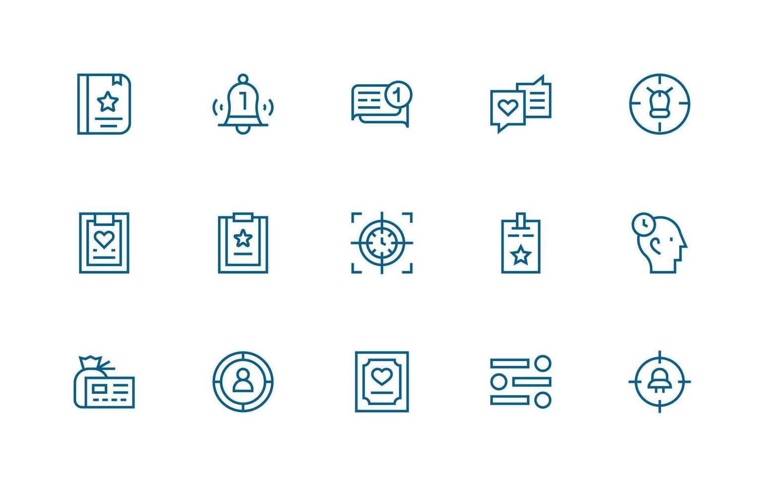 Priority Design Icons featuring 15 in Regular Line Style Organized Glyph Icons for Fast Design vector