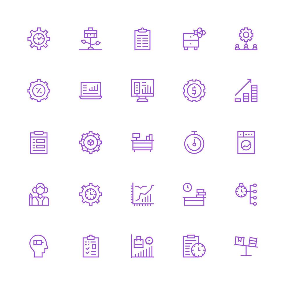 Productivity Visual Pack containing 25 Medium Stroke Outline Icons Scalable Icons for Cross-Platform Interfaces vector
