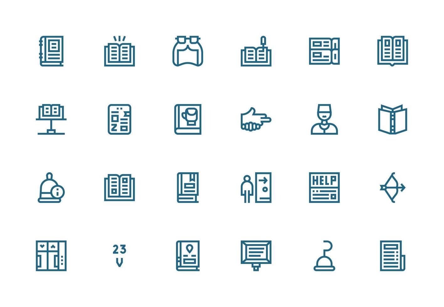 Guide featuring 24 Icons in Thick Line Line Design Quick Access Icons for UI Development vector