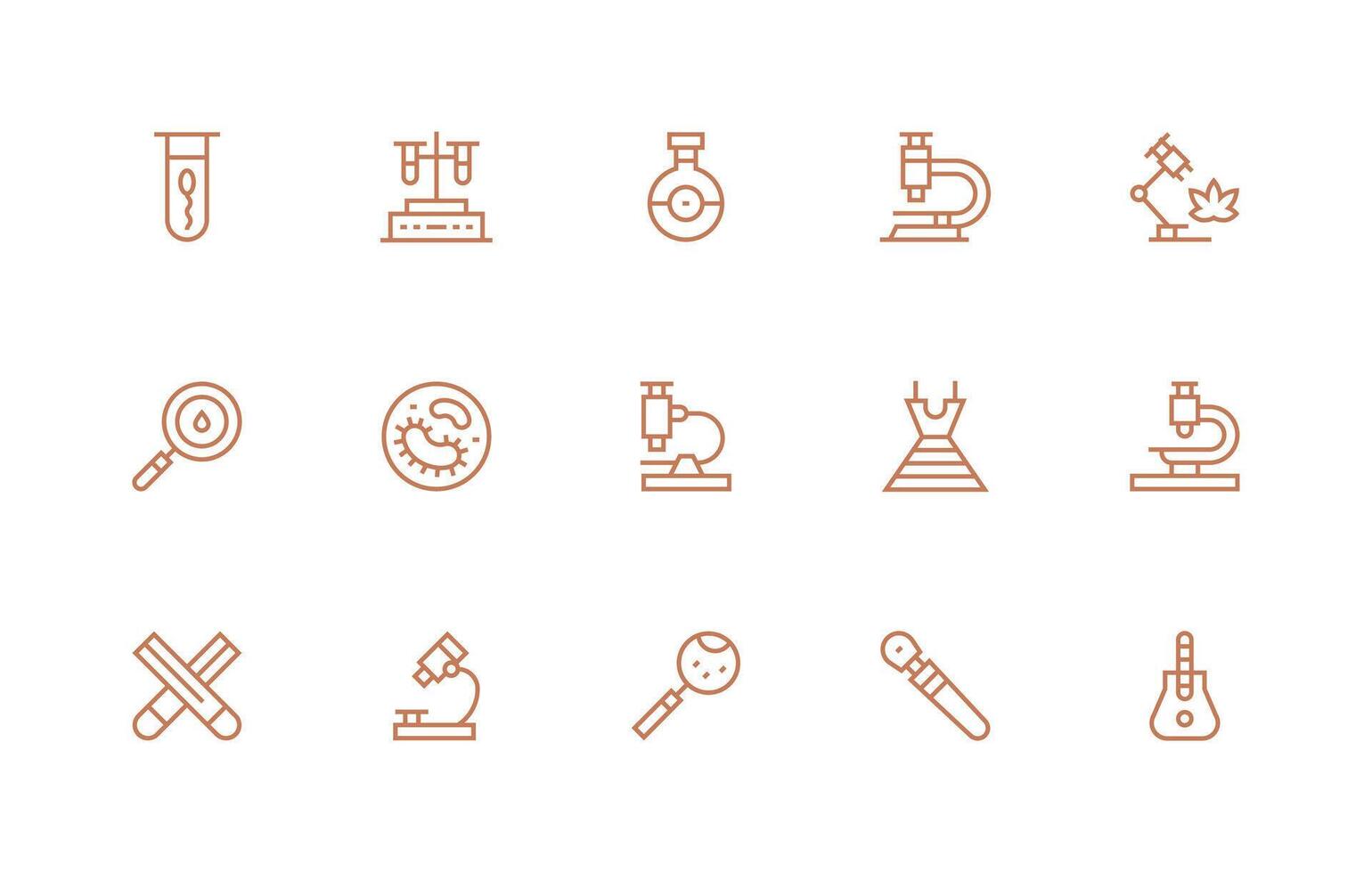 Microscope Visual Pack containing 15 Regular Line Icons User Interface Icons for Digital Products vector