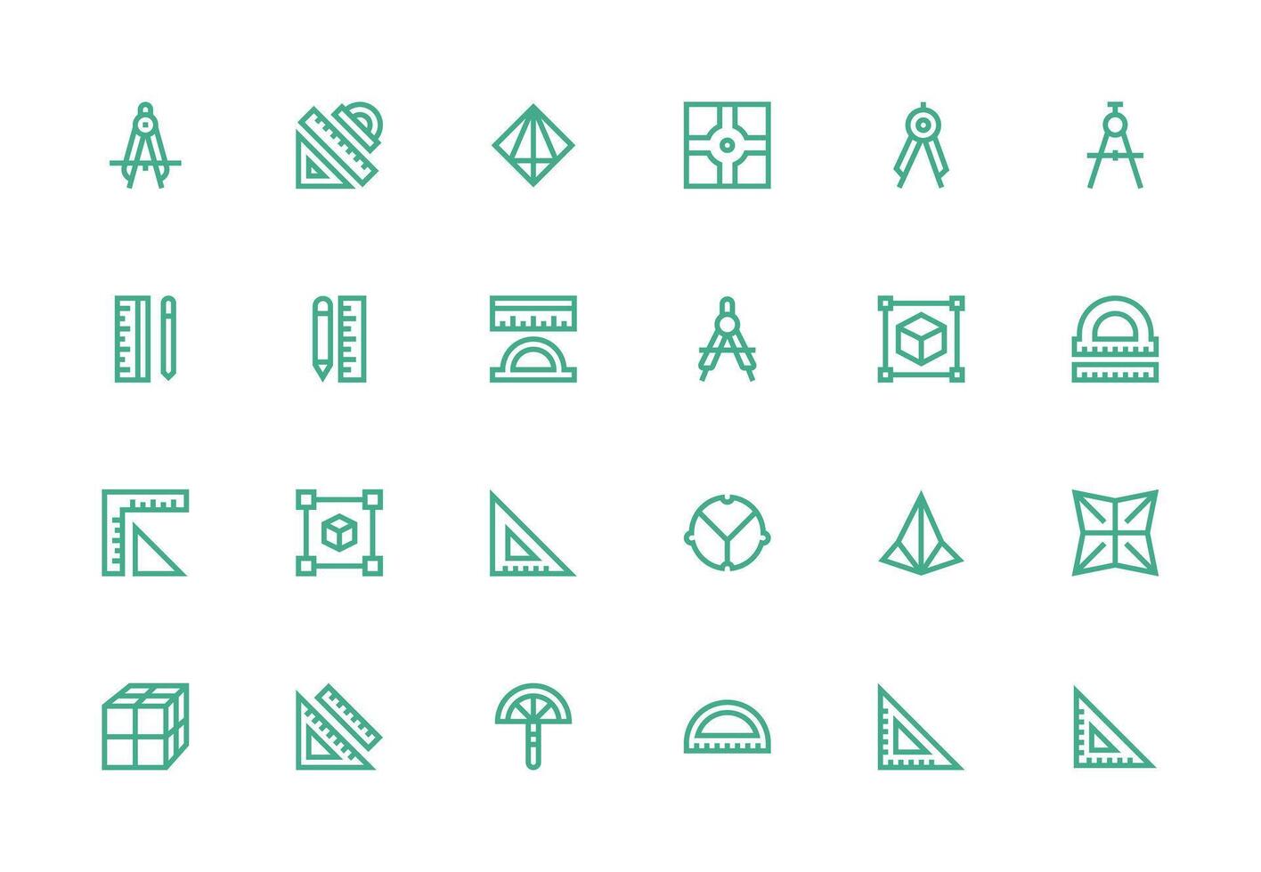 Geometry Icon Set with 24 Thick Line Line Graphics Creative Icon Set vector