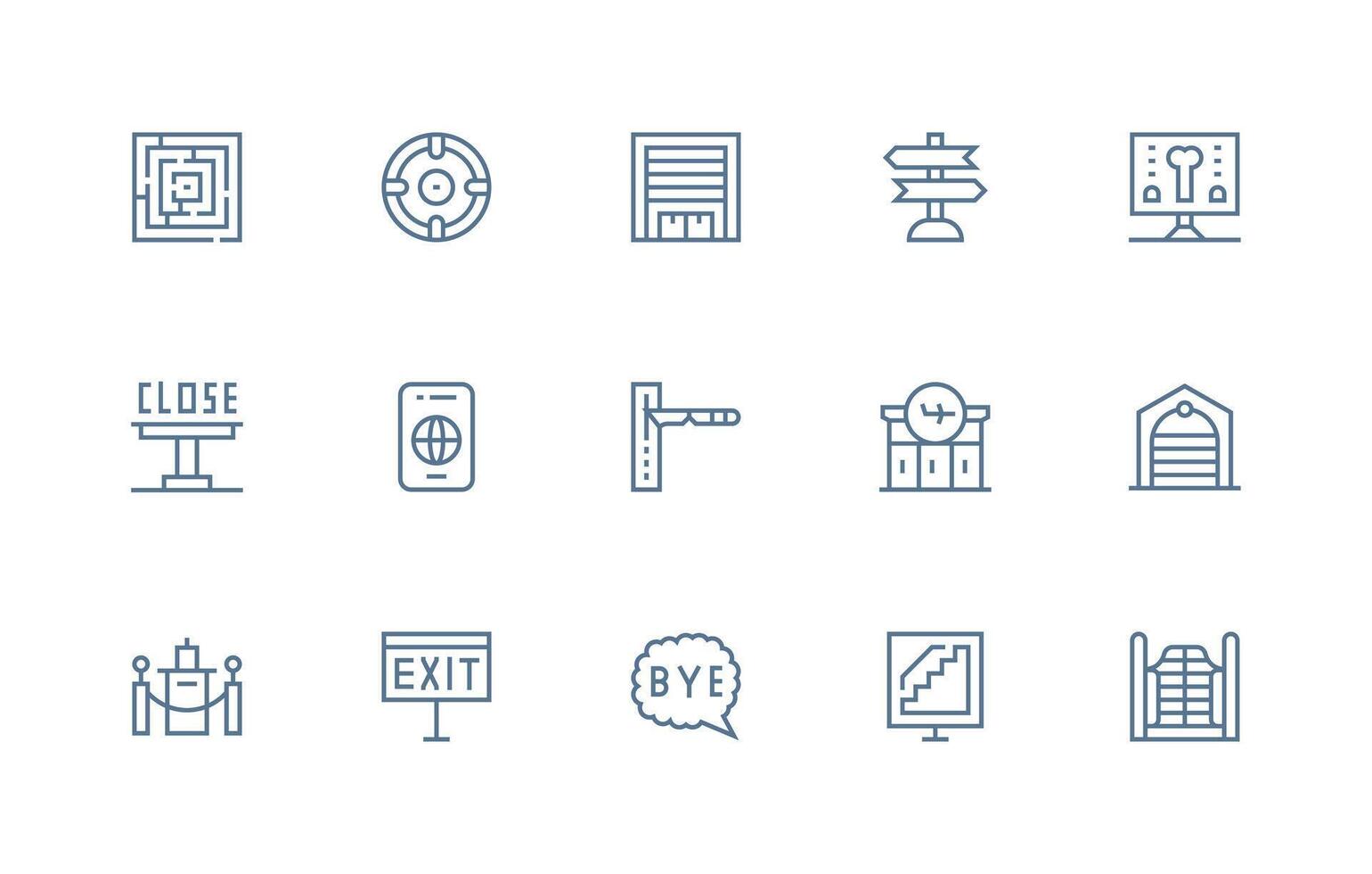 15 Icons for Exit in Regular Line Format Minimal Icon Set for Interface Projects vector