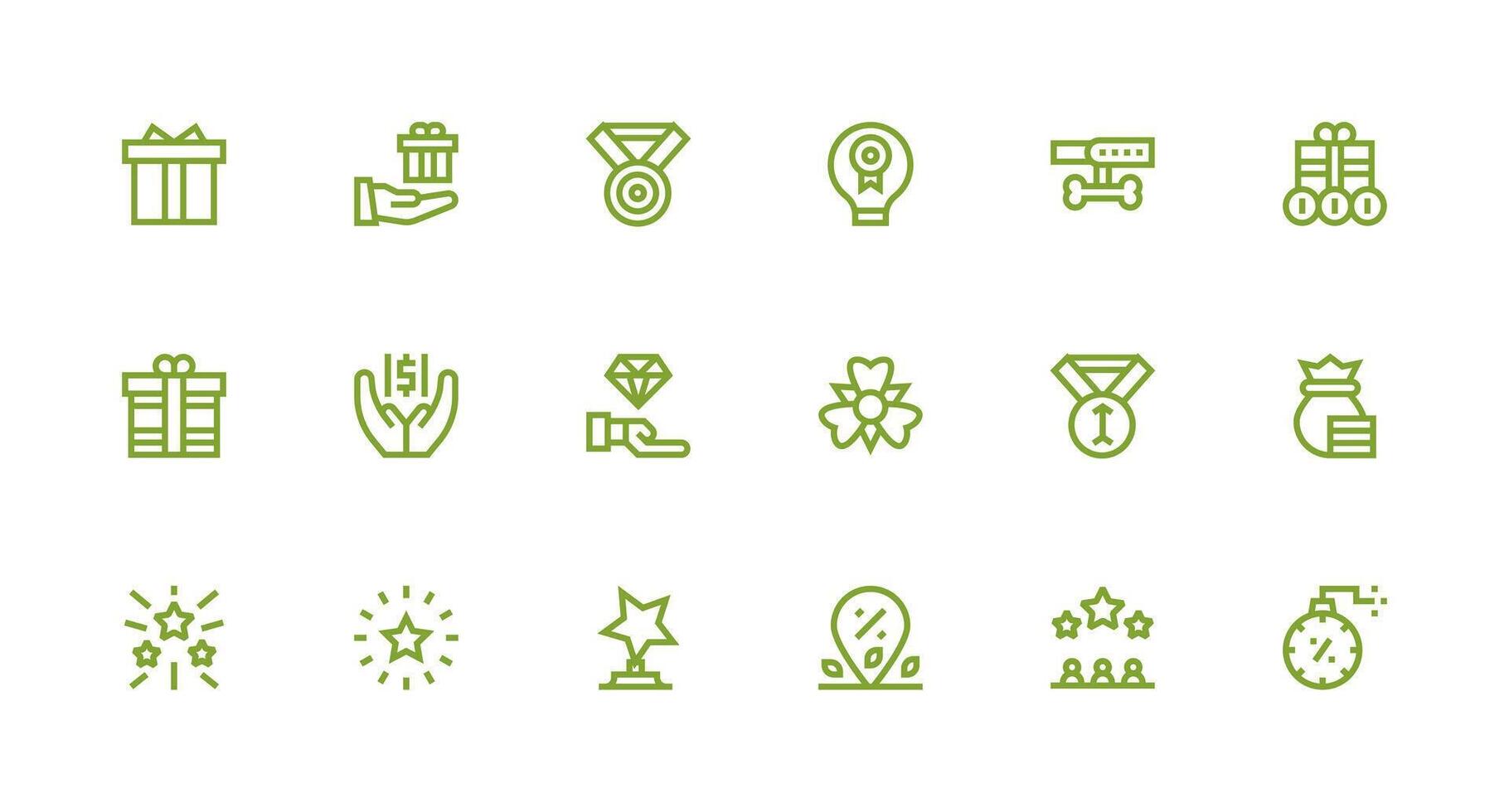 18 Strong Stroke Line Designs for Reward Icons Neatly Designed Icons for Web Platforms vector