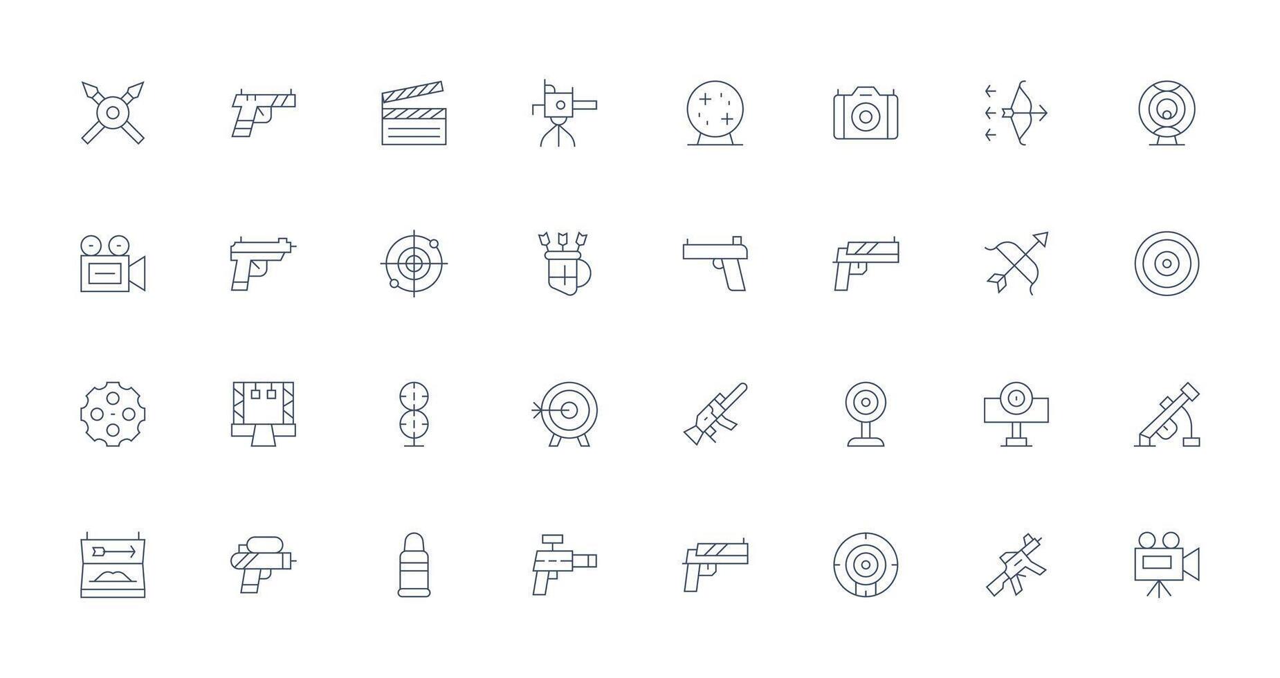 32 Thin Line Icons for Shooting Graphics Layout Icon Collection vector