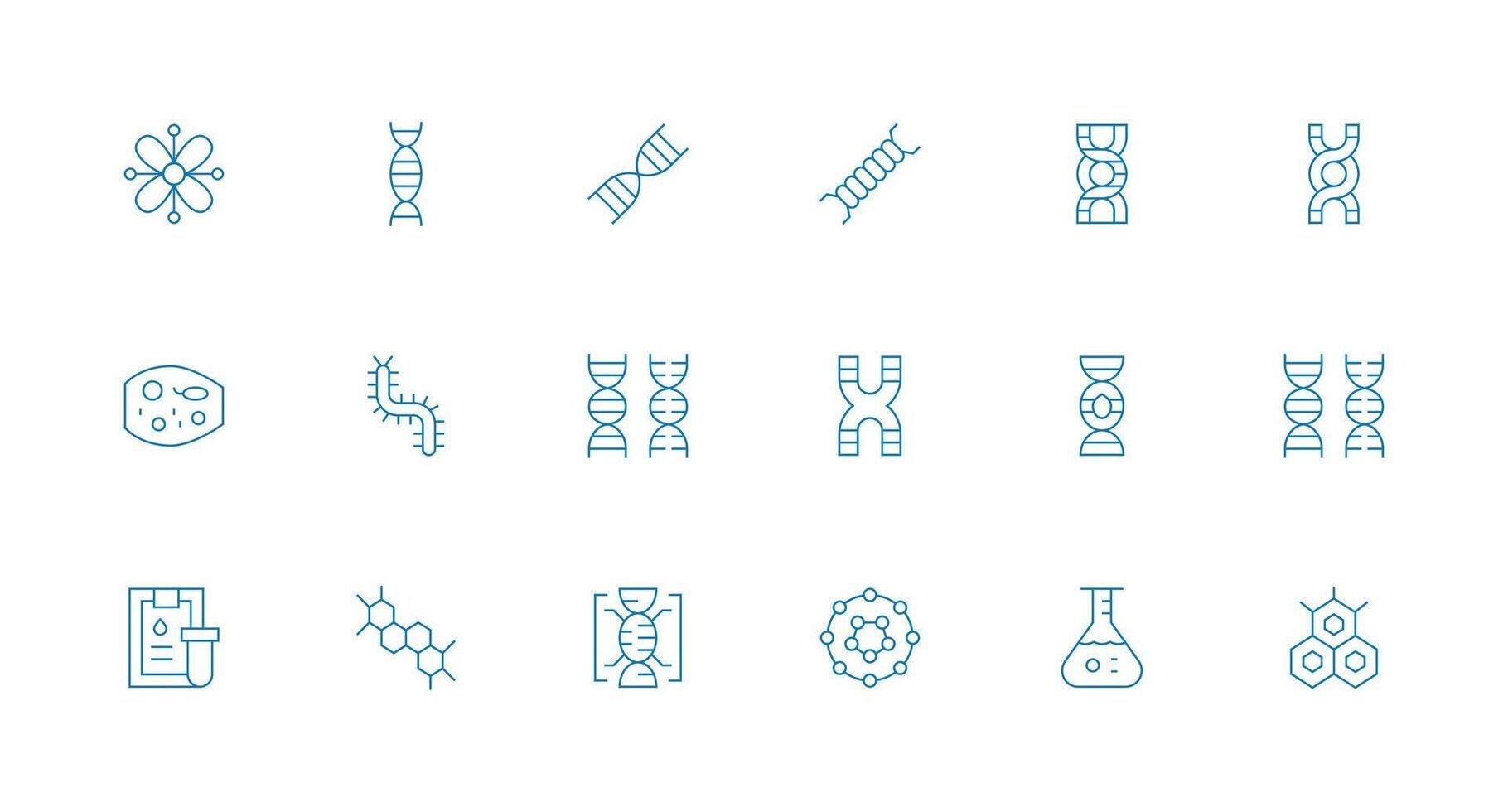 18 Minimal Line Icons for Biochemistry Graphics Scalable Icons for All Themes vector