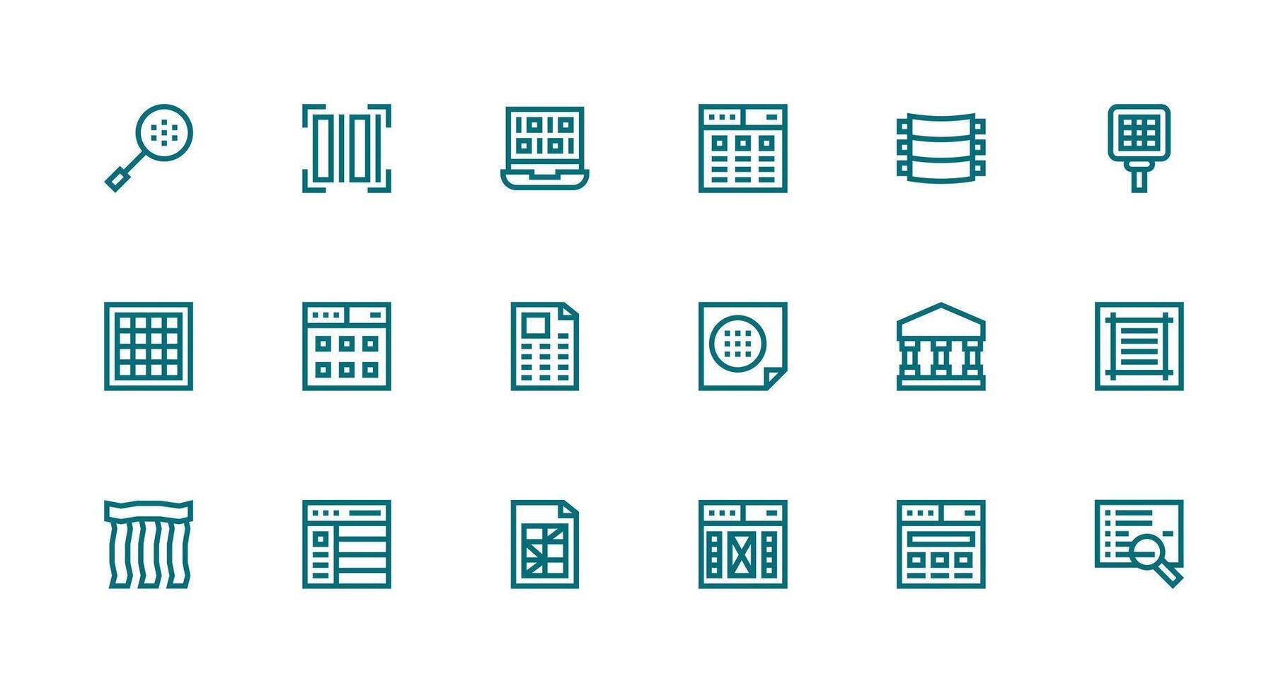 Strong Stroke Line Style Columns Icons with 18 Vectors Web and App Icon Pack Collection