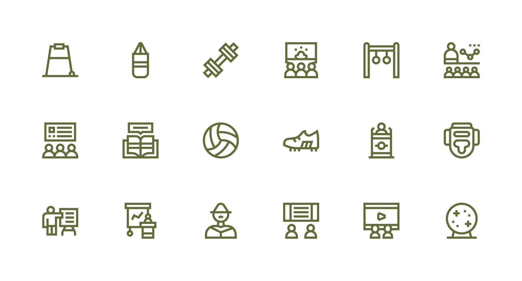 Strong Stroke Line Icons from Training Set with 18 Vectors Functional Icon Series