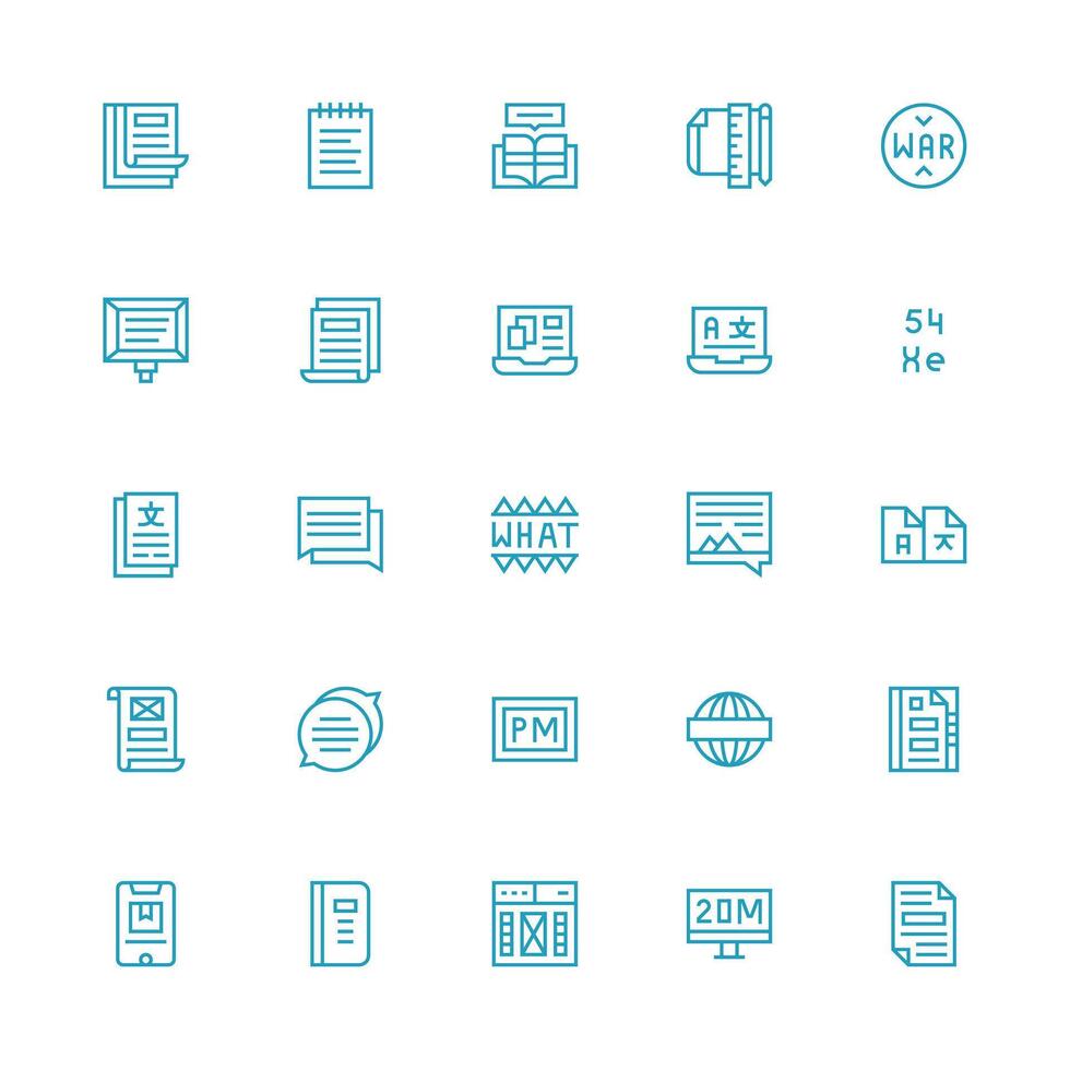Text Icon Set with 25 Medium Stroke Outline Graphics Clean Icon Set Icon Pack for UI Projects vector