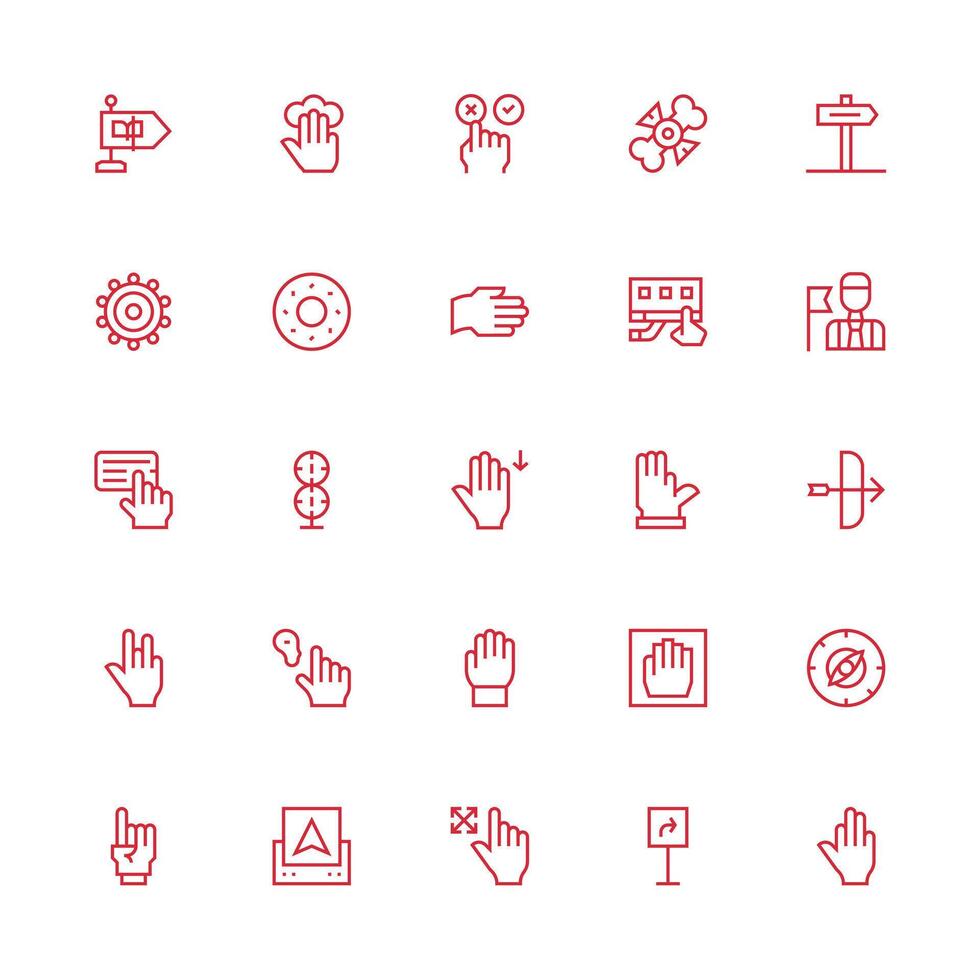 25 Medium Stroke Outline Icons for Pointer Graphics Lightweight Icon Series for Fast Prototypes vector