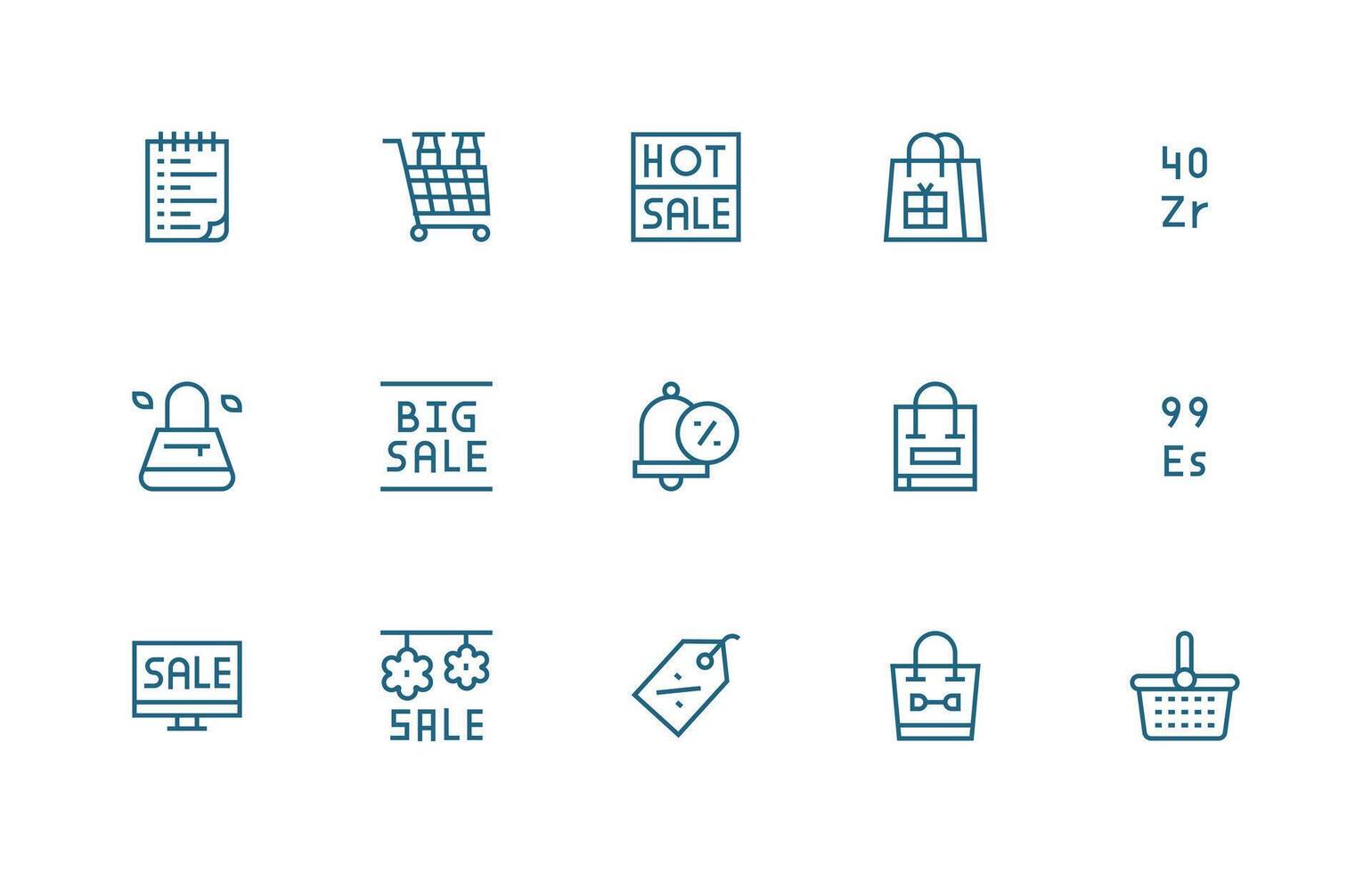 Regular Line Icons from Shopping Set with 15 Vectors Line Icon Collection
