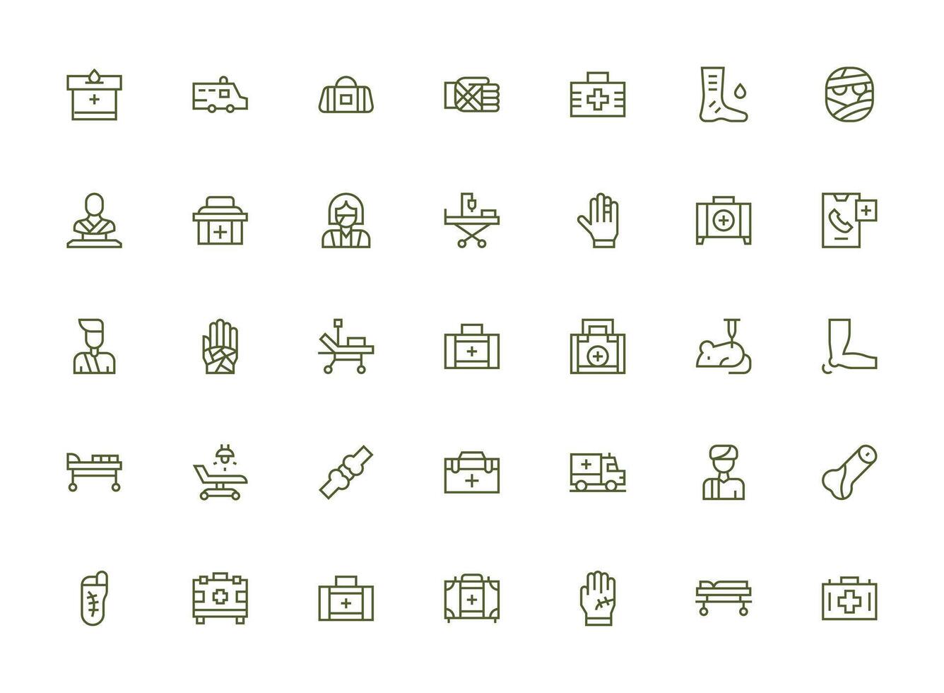35 Icons for Trauma in Regular Clean Line Format Neatly Designed Icons for Web Platforms vector