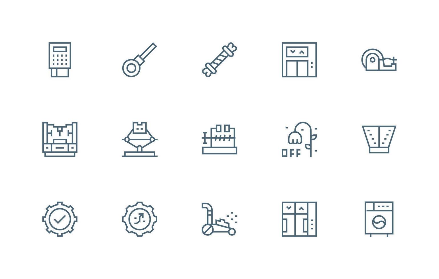 Machine Icon Collection with 15 Regular Line Designs Neat Icon Set vector