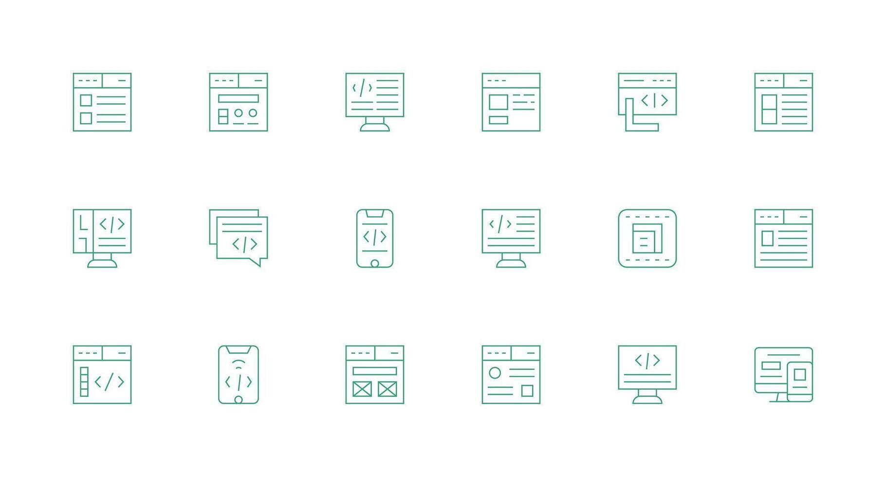 18 Minimal Line Icons for Html Graphics Customizable Icon Series for Mobile Screens vector