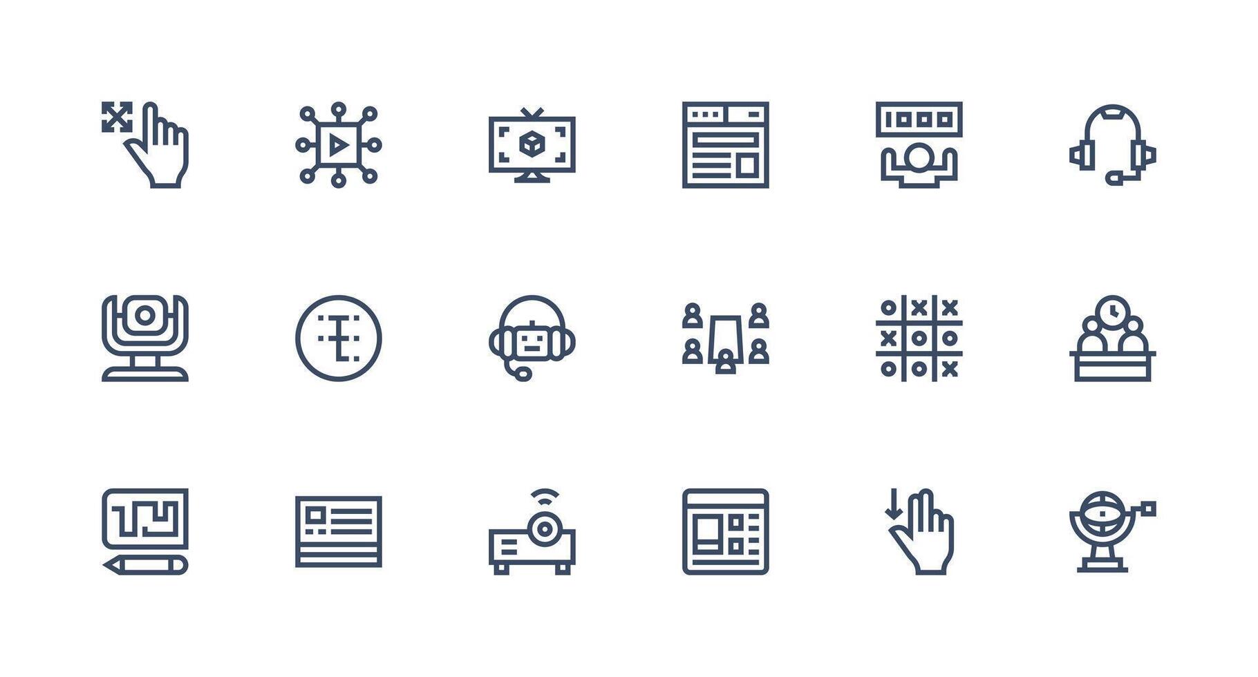 Interactive Set with 18 Strong Stroke Line Icons Web and App Icon Pack Collection vector