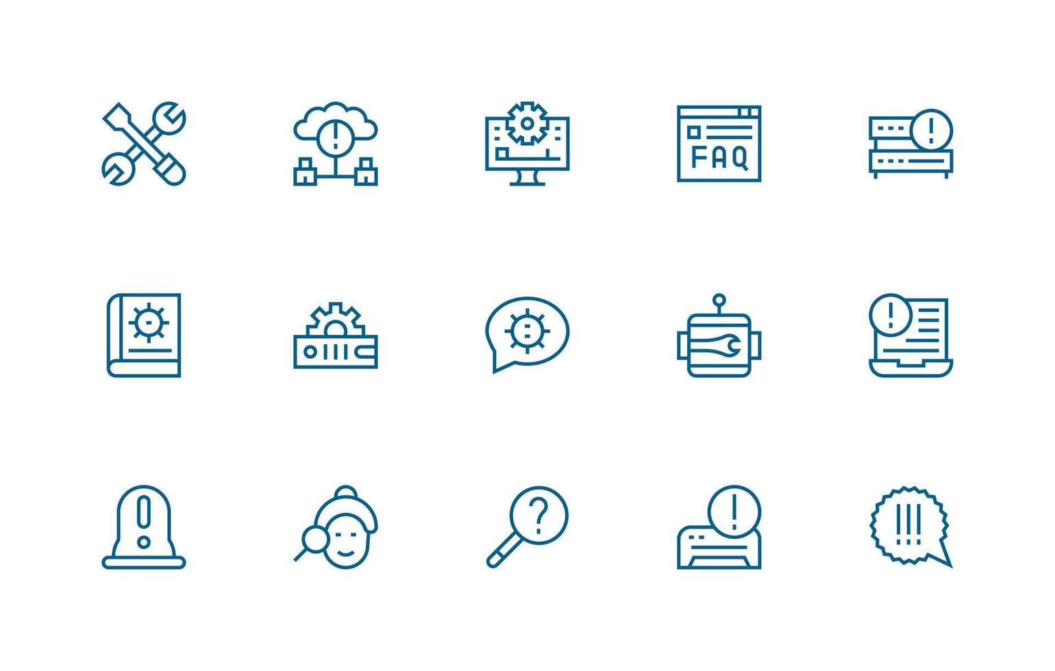 15 Regular Line Icons for Troubleshooting Graphics Simple Icon Pack vector