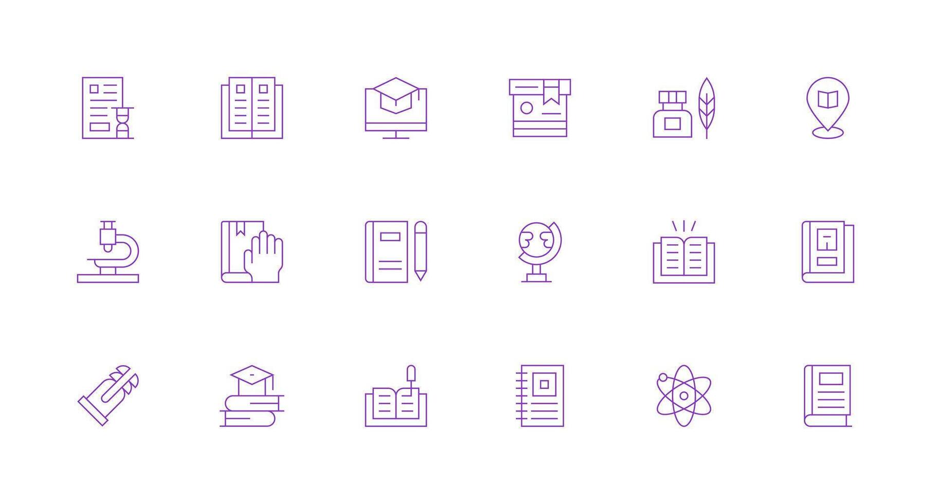 18 Minimal Line Vectors for Study Theme Clear and Concise Icon Set Collection