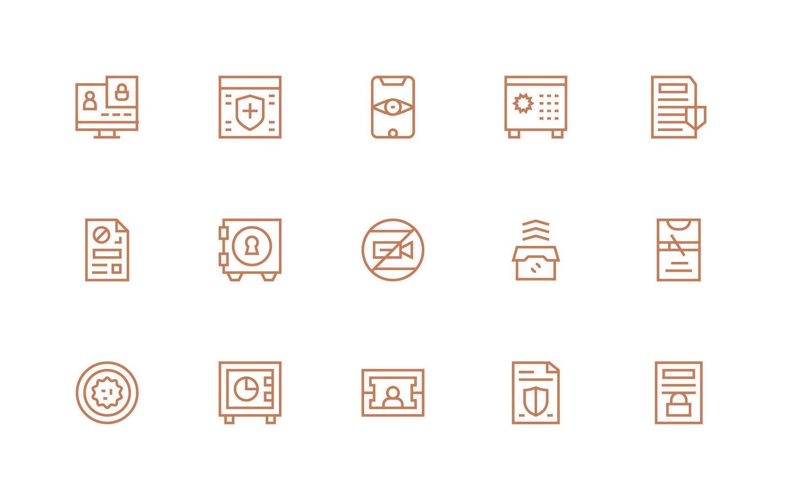 15 Regular Line Icons for Confidential Graphics Display Icon Pack vector