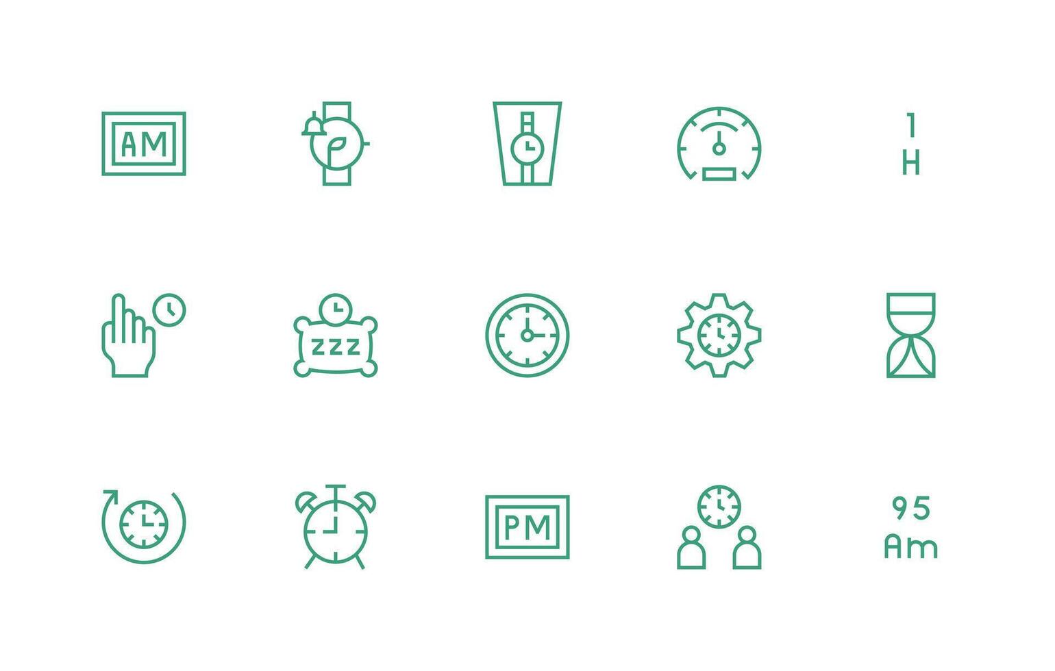 Regular Line Icons from Clock Set with 15 Vectors Icon Pack for Various Themes