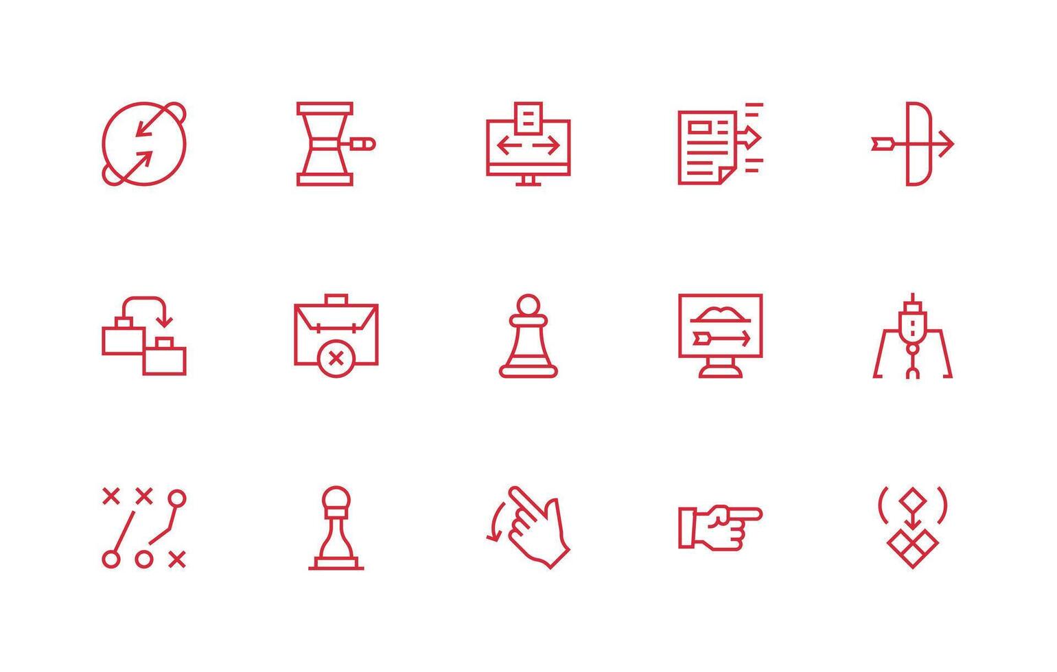 15 Regular Line Style Icons from Move Collection Icon Set for Web vector