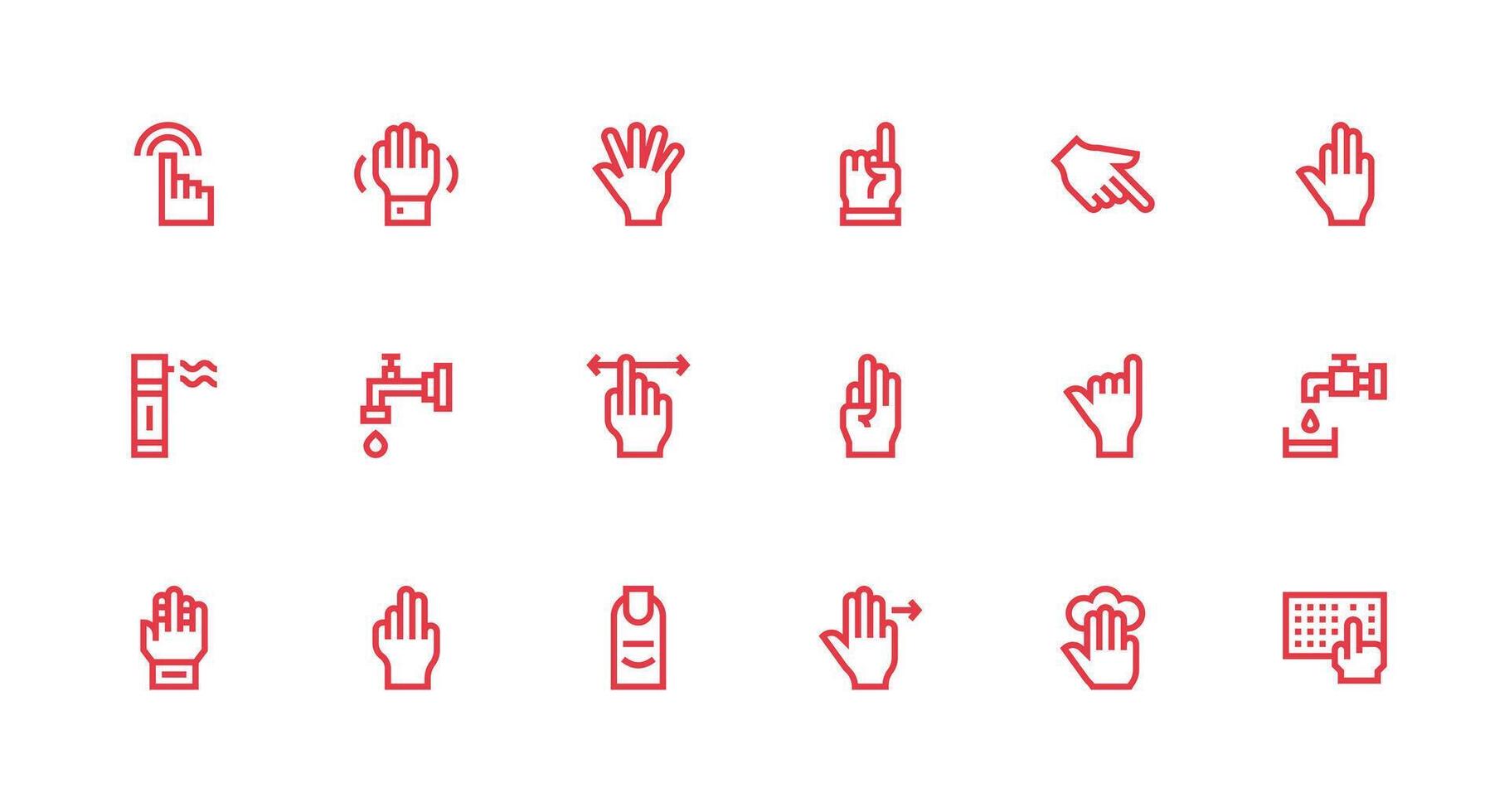 Tap Visual Pack containing 18 Strong Stroke Line Icons Quick Access Icons for UI Development vector