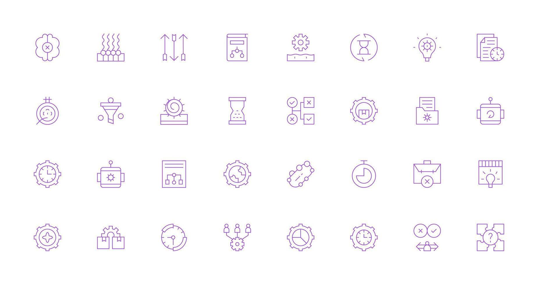 Process Design Icons featuring 32 in Thin Line Style Well-Structured Icons for Creative Use vector