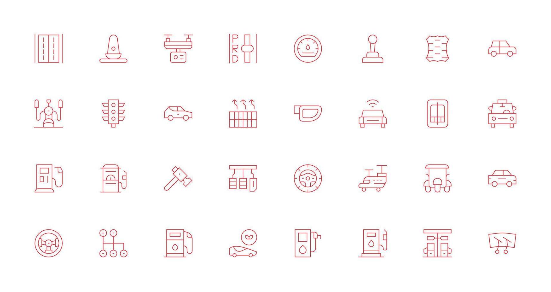 32 Icons for Driving in Thin Line Format Lightweight Icon Series for Fast Prototypes vector