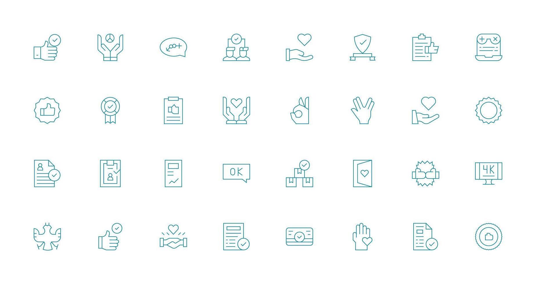 Acceptance featuring 32 Icons in Thin Line Design Well-Structured Icons for Creative Use vector