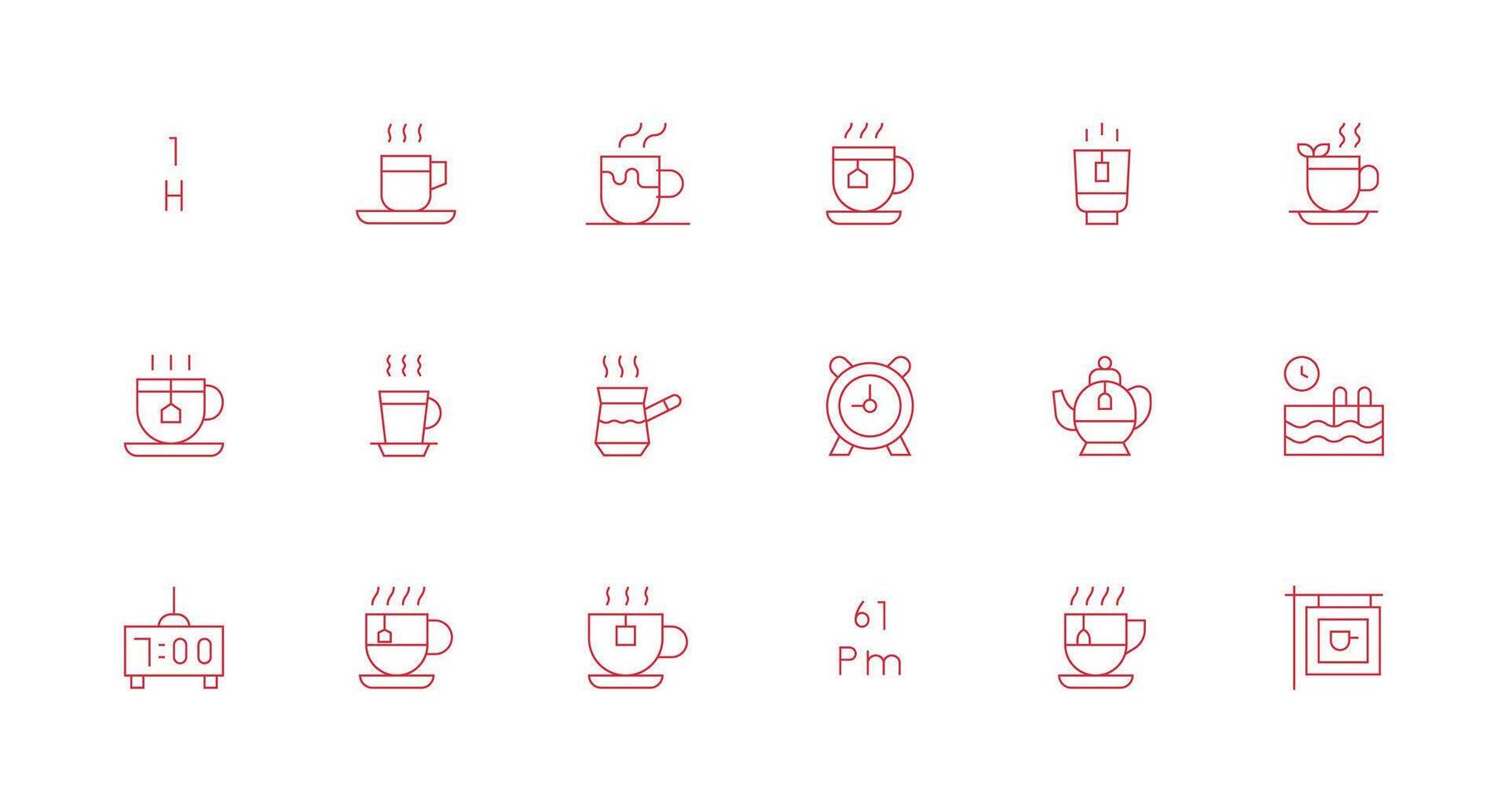 Afternoon Icon Set with 18 Minimal Line Graphics Pixel Perfect Icon Set vector