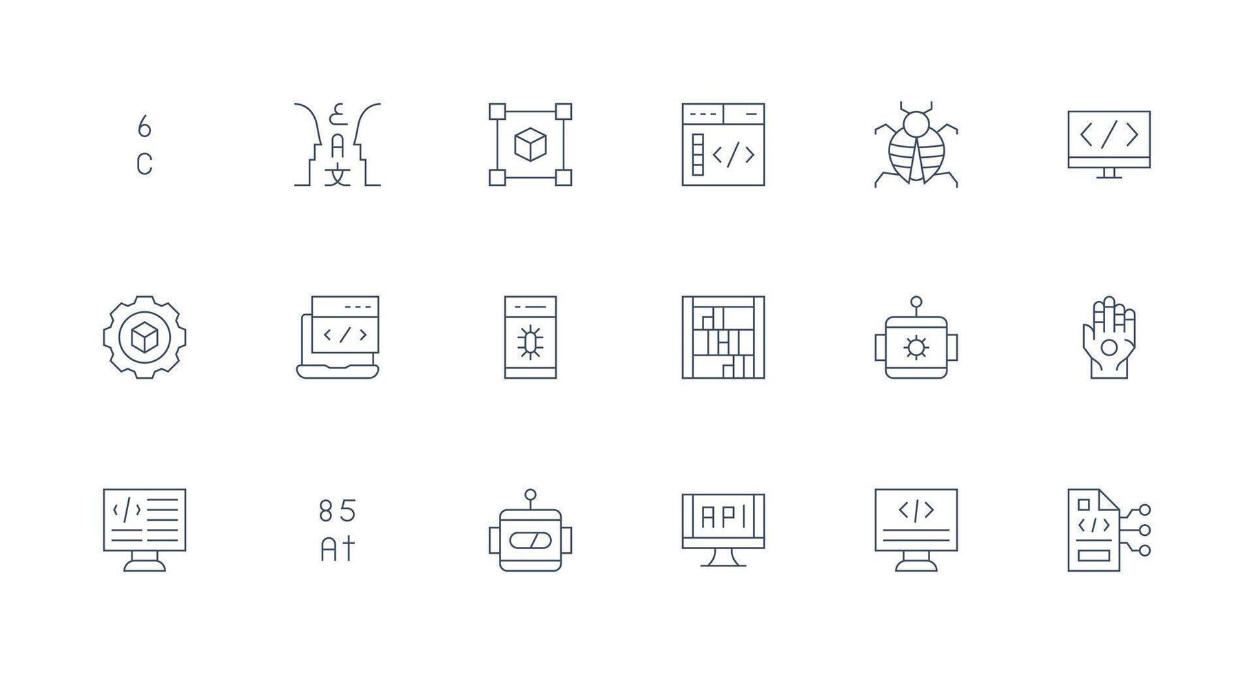 Minimal Line Icons from Programming Set with 18 Vectors Multi-Purpose Icon Pack for Templates
