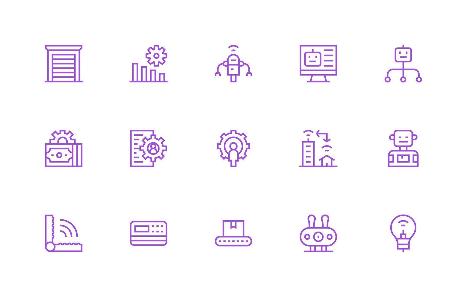 Automation Design Icons featuring 15 in Regular Line Style Professional Icon Set vector