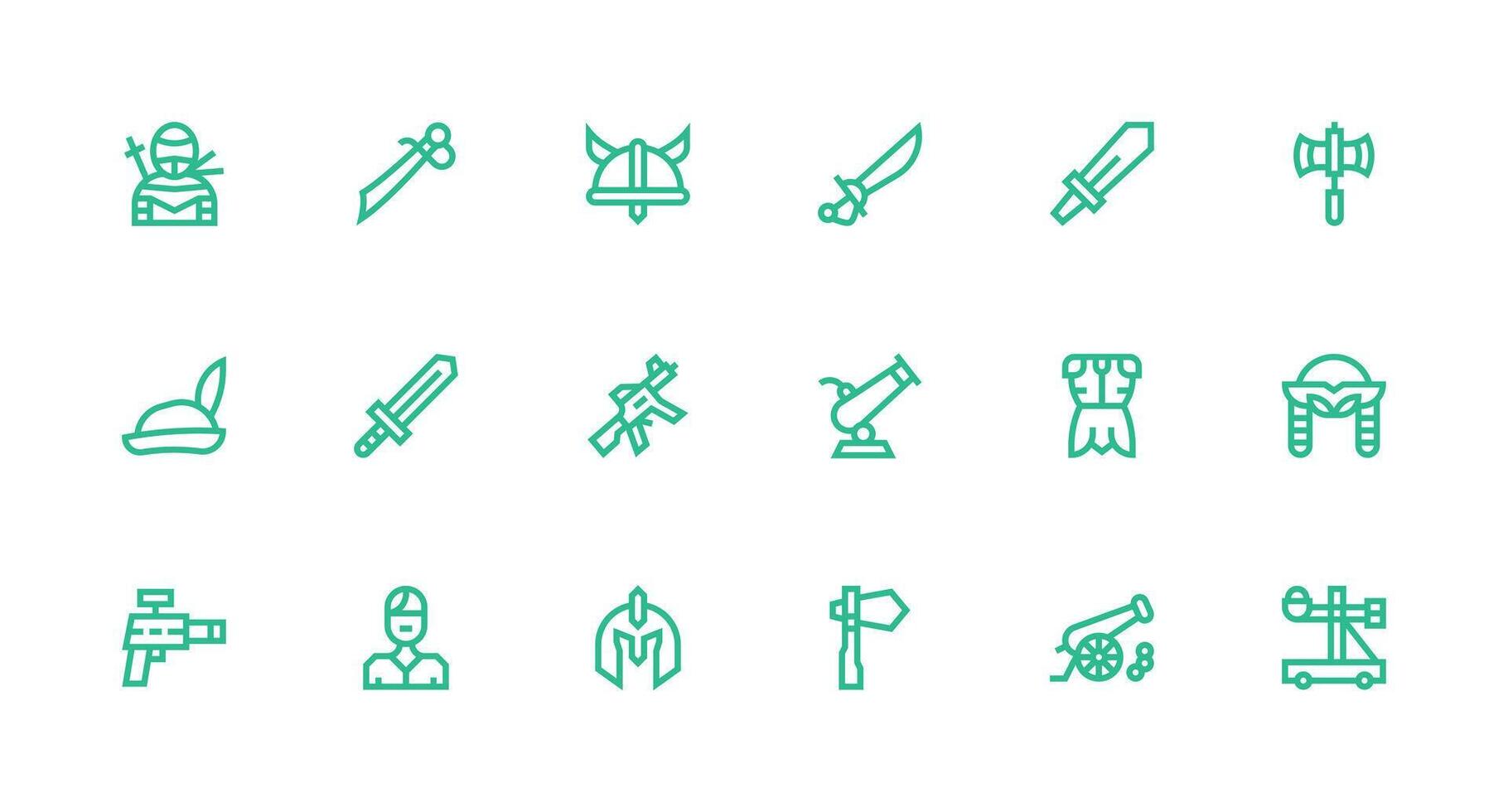 18 Strong Stroke Line Style Icons from Battle Collection Clean Icon Set Icon Pack for UI Projects vector