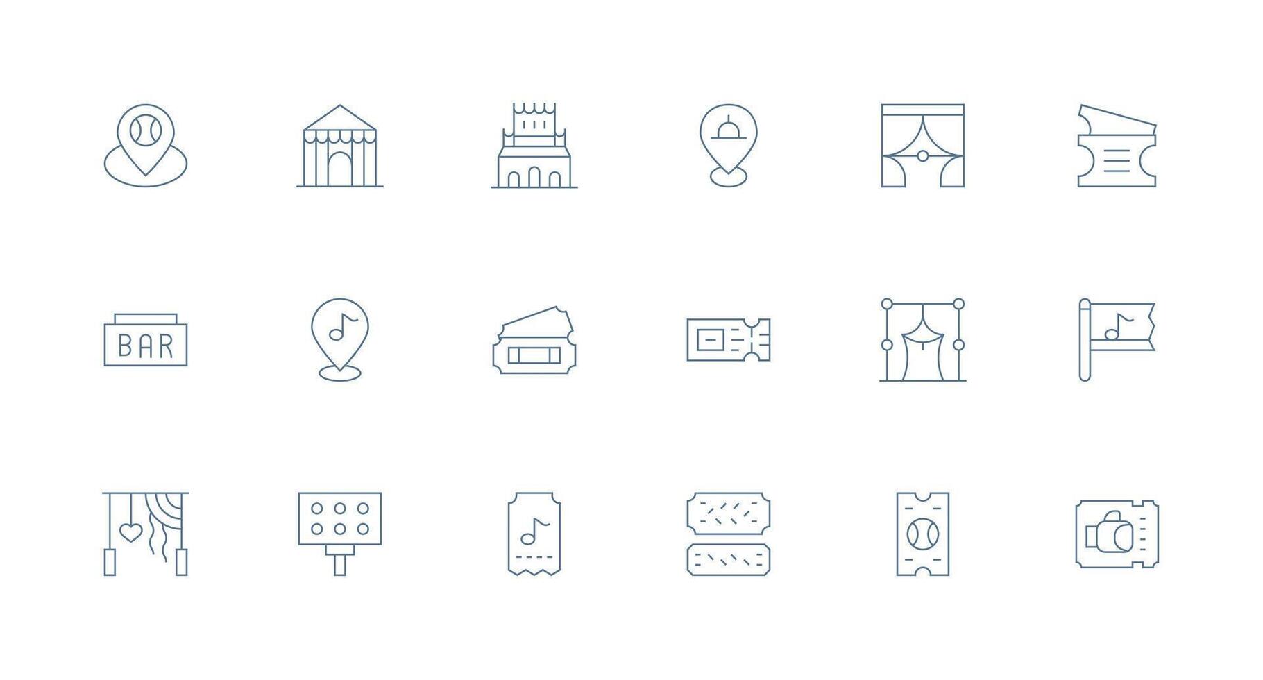18 Minimal Line Vectors for Venue Theme Interface Icon Collection for Daily Projects