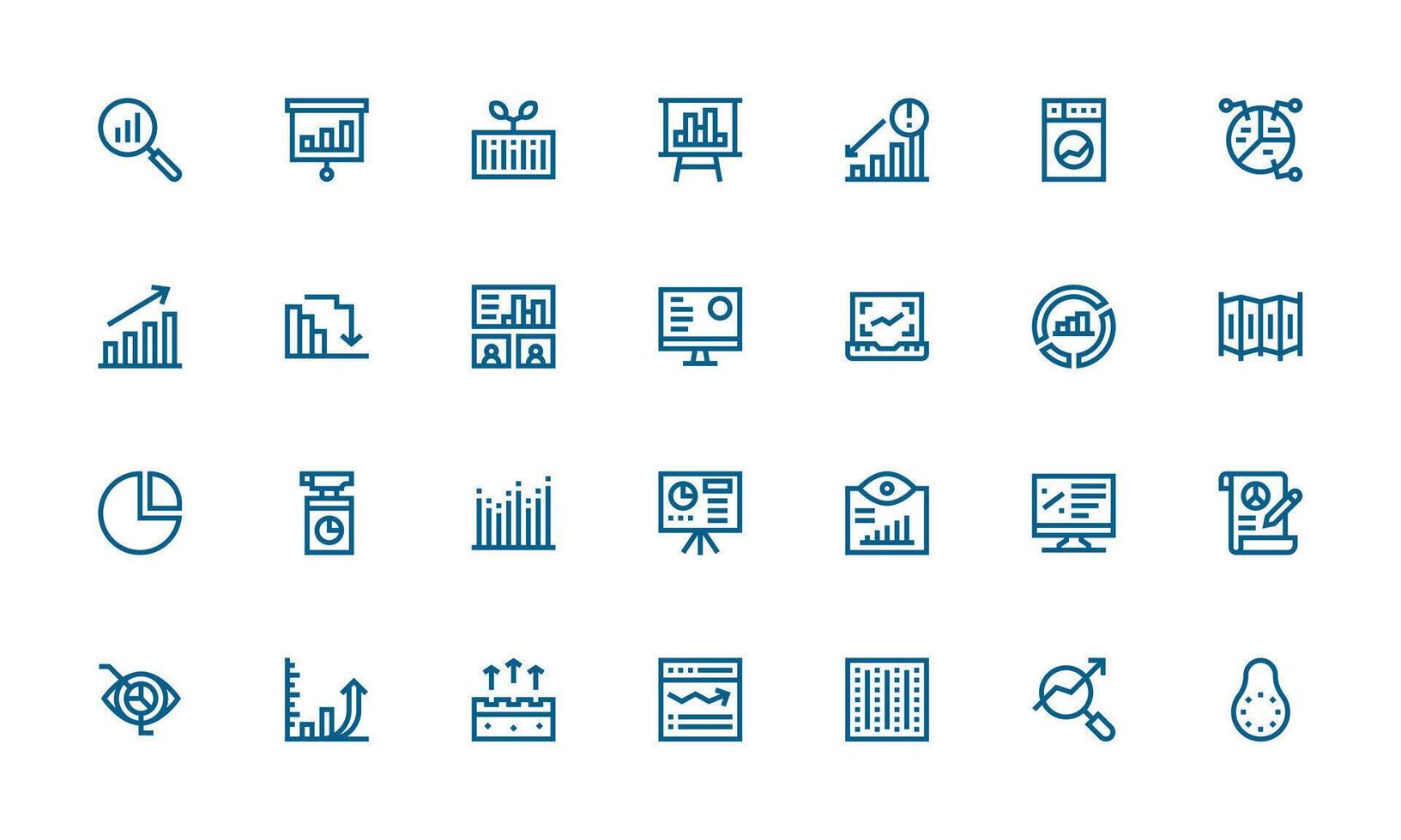 Statistics Icon Collection with 28 Bold Line Designs Interface Icons for Daily Use vector