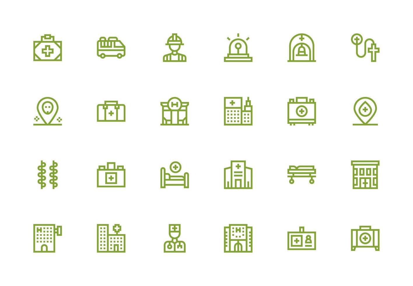 Ambulance featuring 24 Icons in Thick Line Line Design Sharp Icons for Presentations vector
