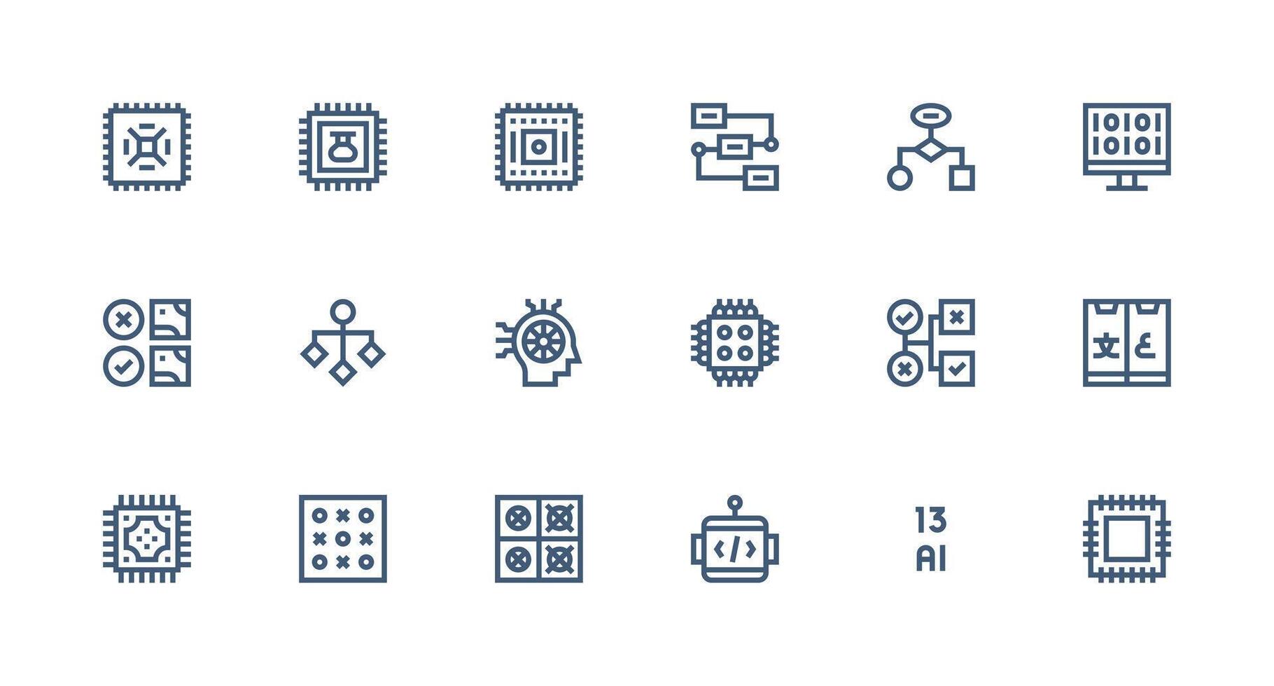 Logic featuring 18 Icons in Strong Stroke Line Design Complete Icon Set for Mobile Apps vector