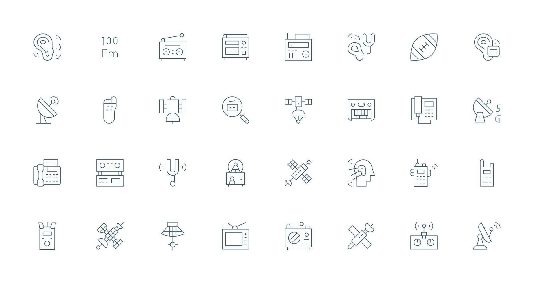 32 Thin Line Icons for Receiver Graphics Organized Icon Pack for Quick Access vector