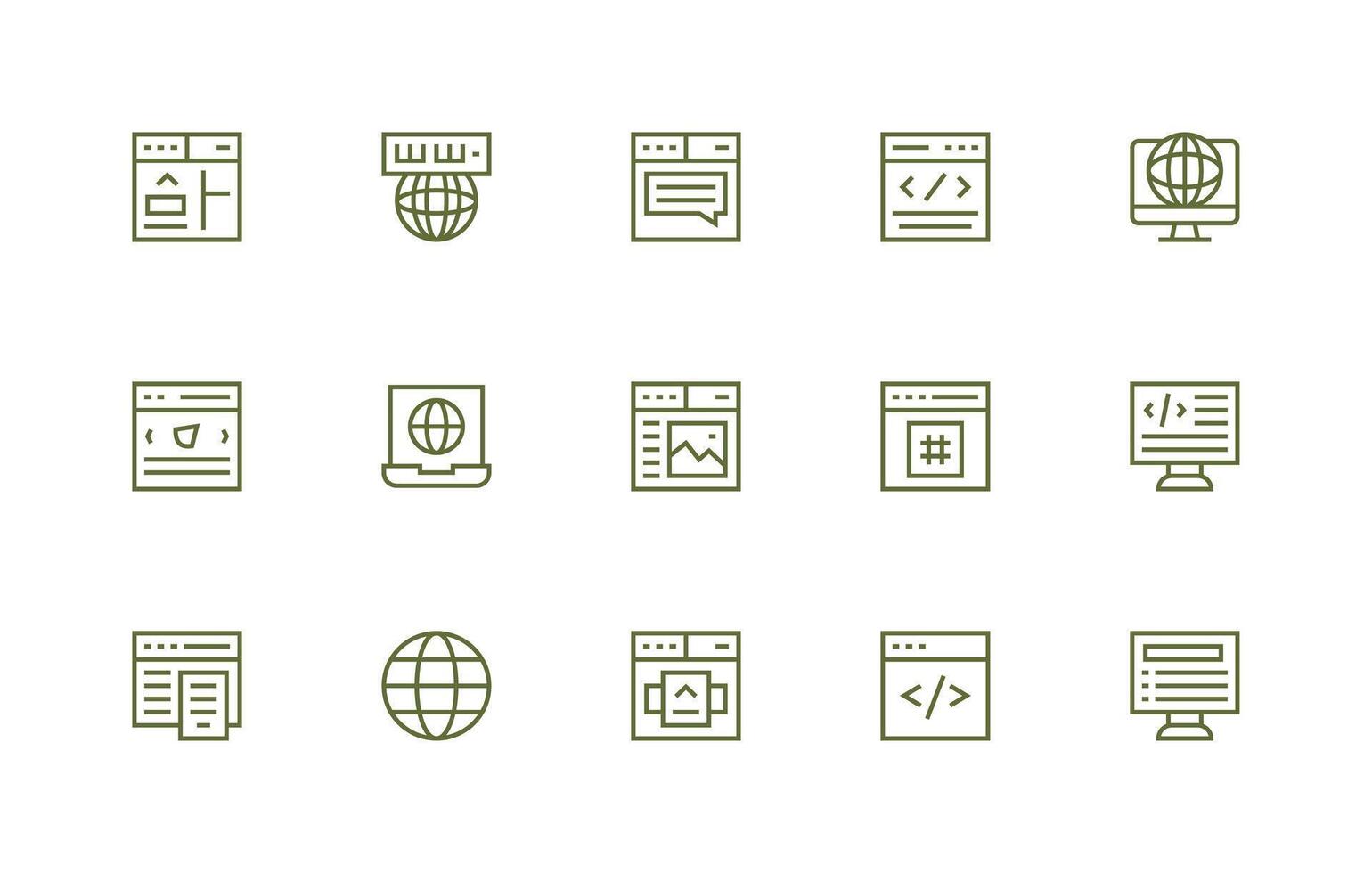 15 Icons for Browser in Regular Line Format Compact Icon Pack vector