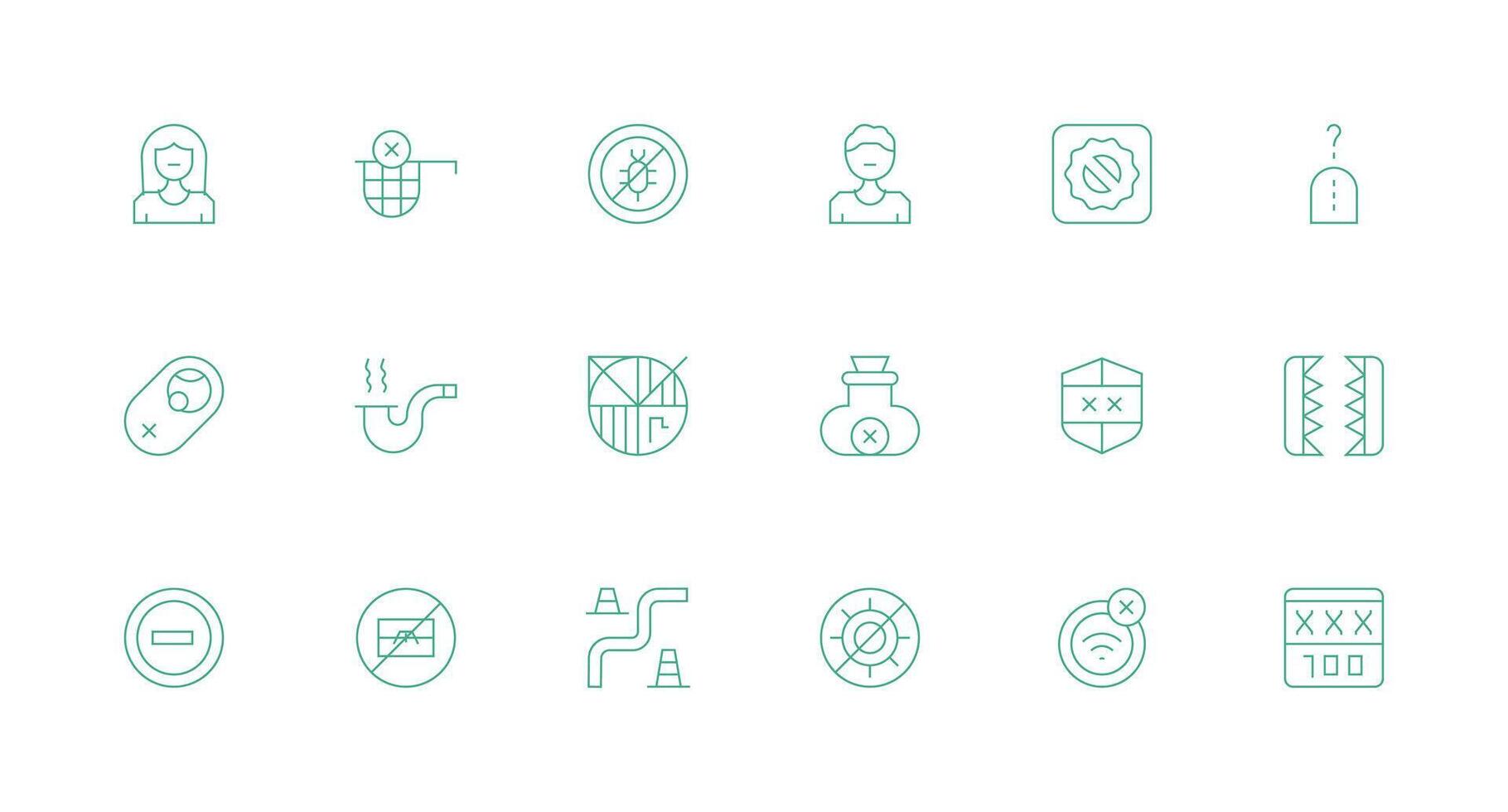 18 Icons for Blocked in Minimal Line Format Basic Icon Series vector