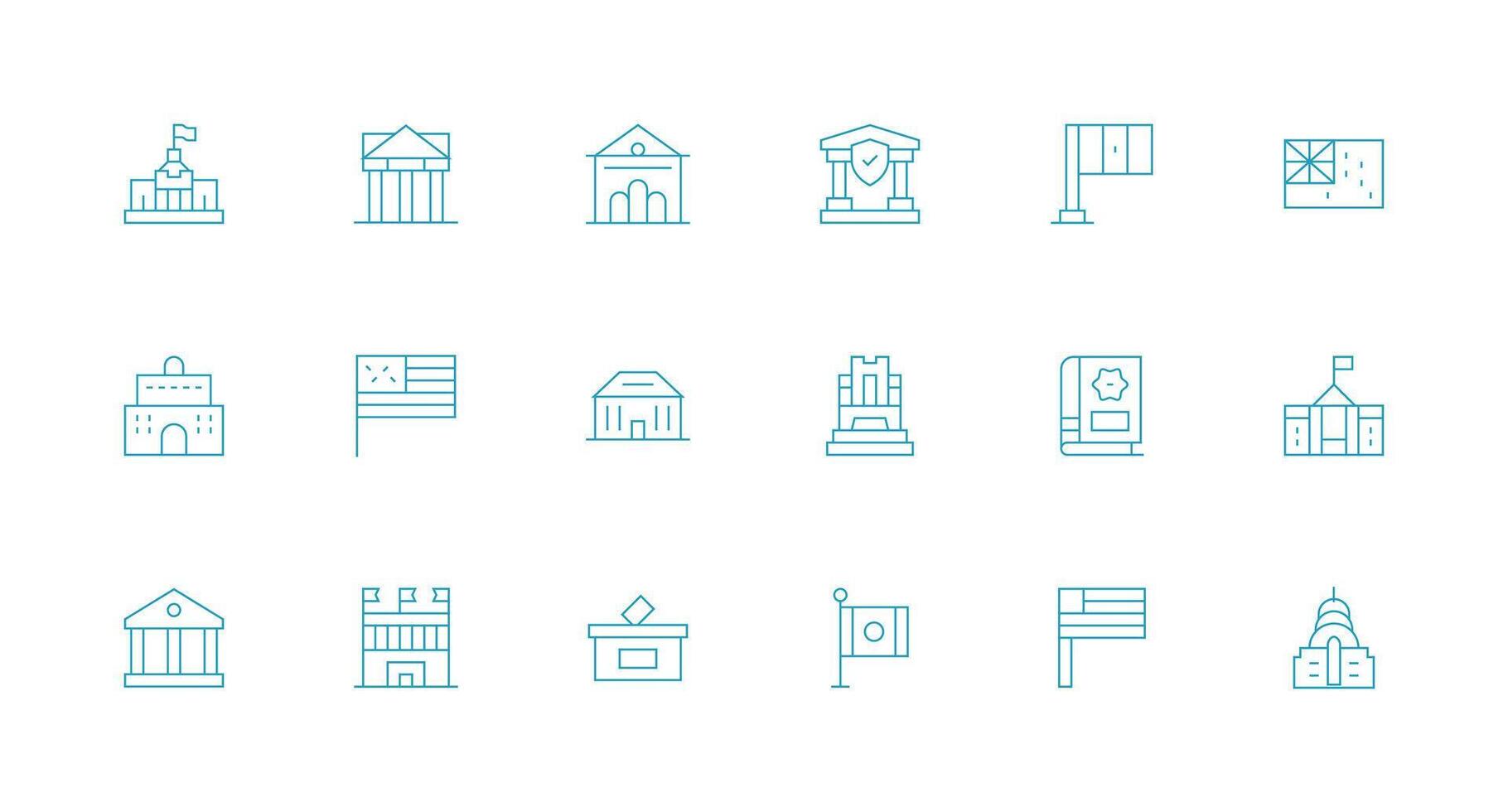 Minimal Line Icons from Government Set with 18 Vectors Core Icon Collection for Daily Tasks