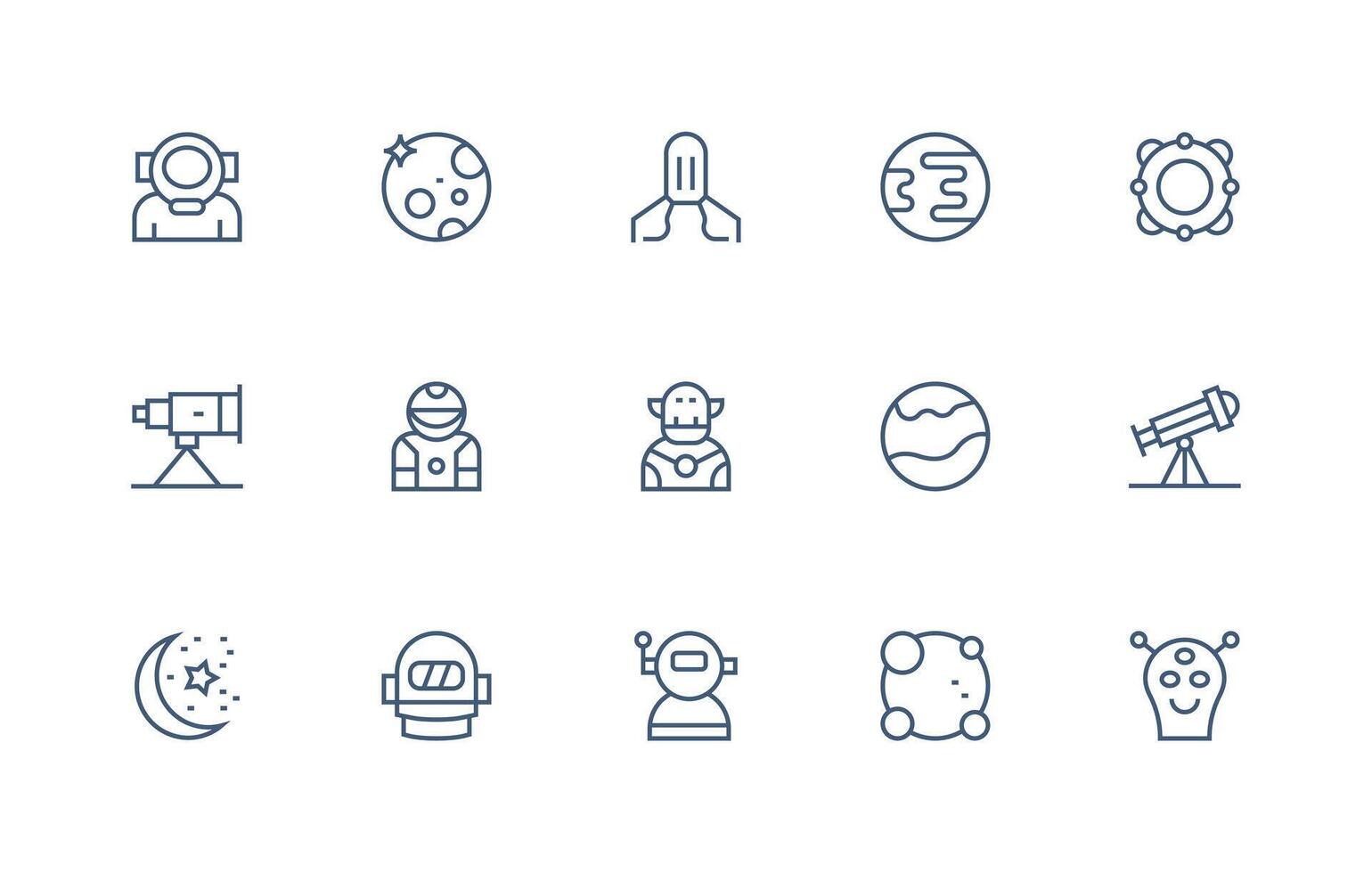 Regular Line Icons from Galaxy Set with 15 Vectors Detailed Icon Collection for Design Systems