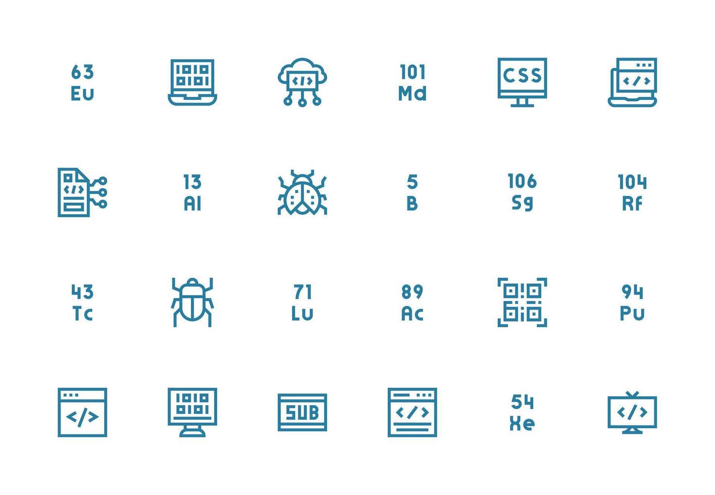 Thick Line Line Style Code Icons with 24 Vectors Dashboard Icon Series