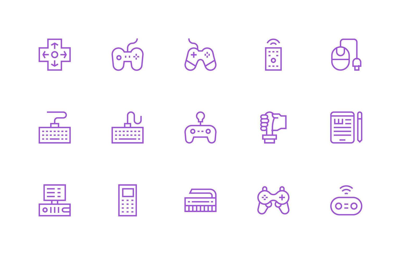 Input Device Icon Collection with 15 Regular Line Designs Pixel Perfect Icons for Modern Apps vector