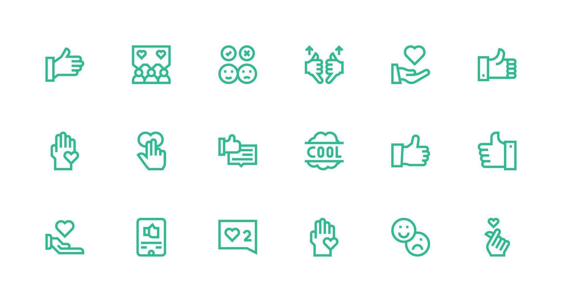 Like Icon Set with 18 Strong Stroke Line Graphics Clean Set for Layout Prototypes vector