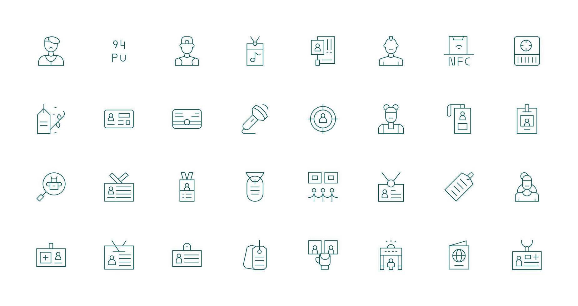 32 Icons for Identification in Thin Line Format Multi-Style Icons for Creative Projects vector