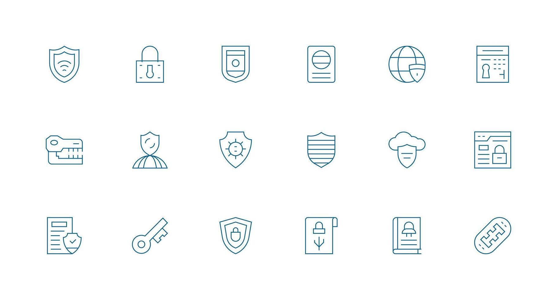 18 Minimal Line Designs for Encryption Icons Simple Icon Pack vector