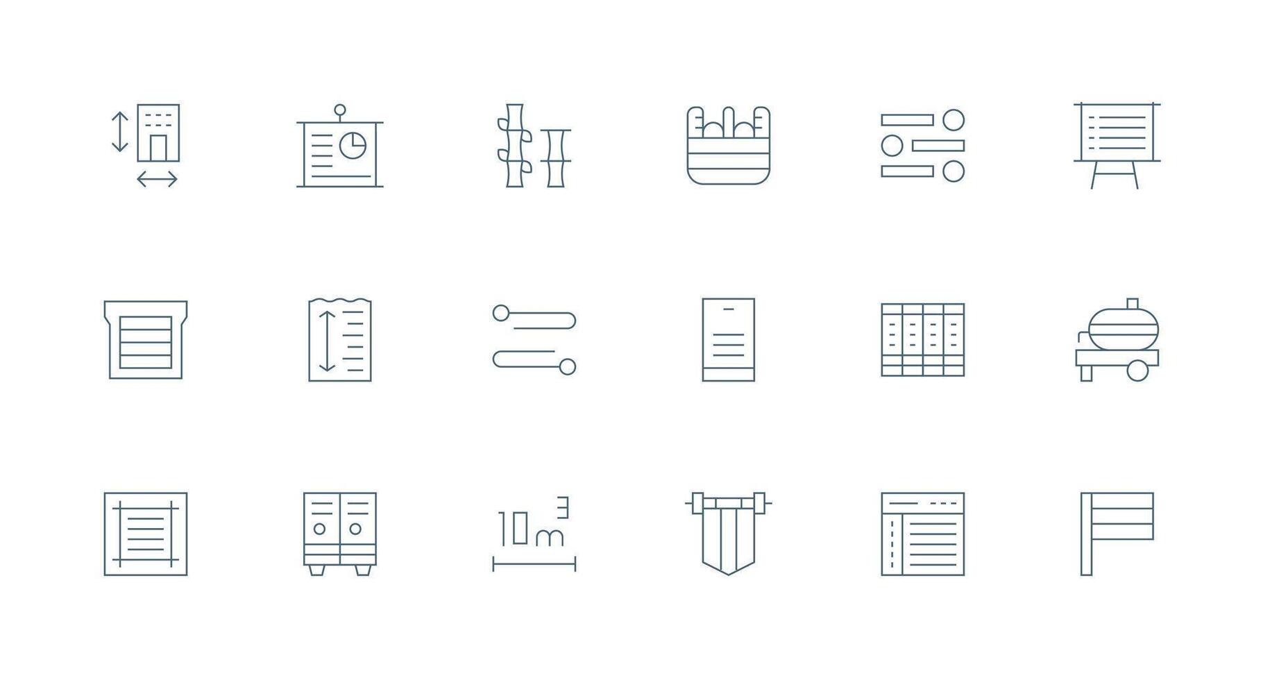 Horizontal Icon Set with 18 Minimal Line Graphics Web Icon Collection vector