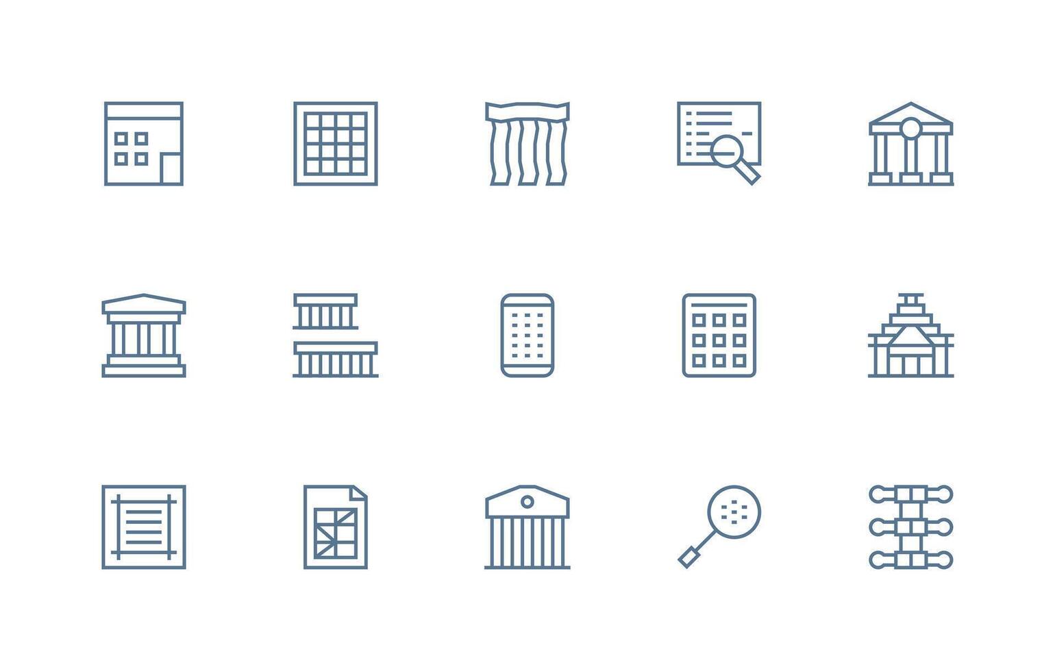 Columns Set with 15 Regular Line Icons Detailed Icon Collection for Design Systems vector
