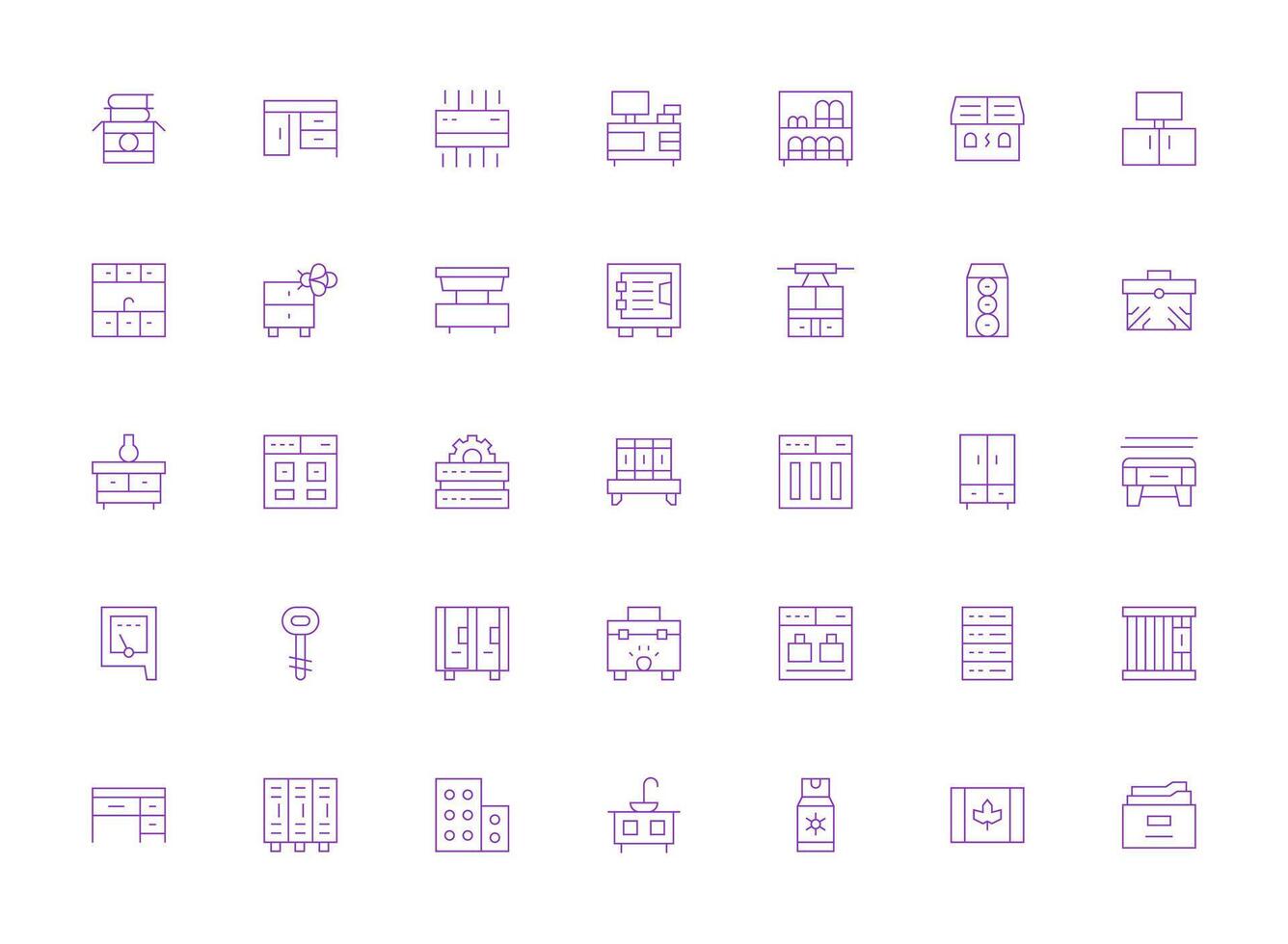35 Light Line Icons for Cabinet Graphics Sharp Icons for Presentations vector