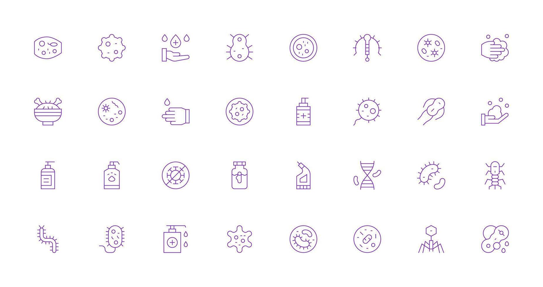Thin Line Style Bacteria Icons with 32 Vectors Interface Icons for Daily Use